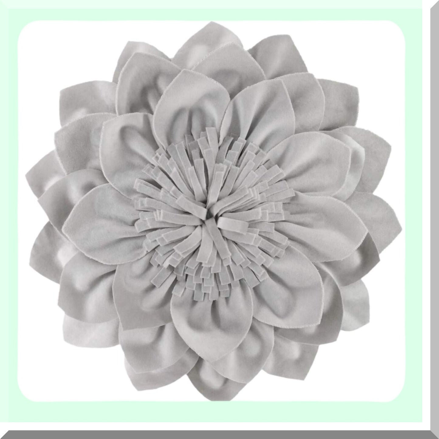 Floral Bloom Round Accent Pillow - 3D Flower Decorative Cushion for Couch & Bed - 14" Grey Home Decor Insert Included