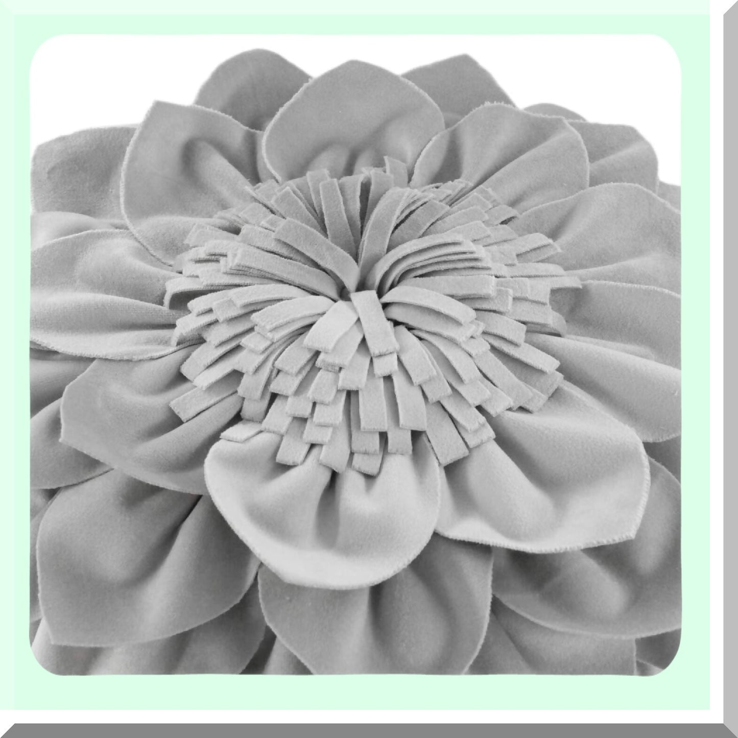 Floral Bloom Round Accent Pillow - 3D Flower Decorative Cushion for Couch & Bed - 14" Grey Home Decor Insert Included