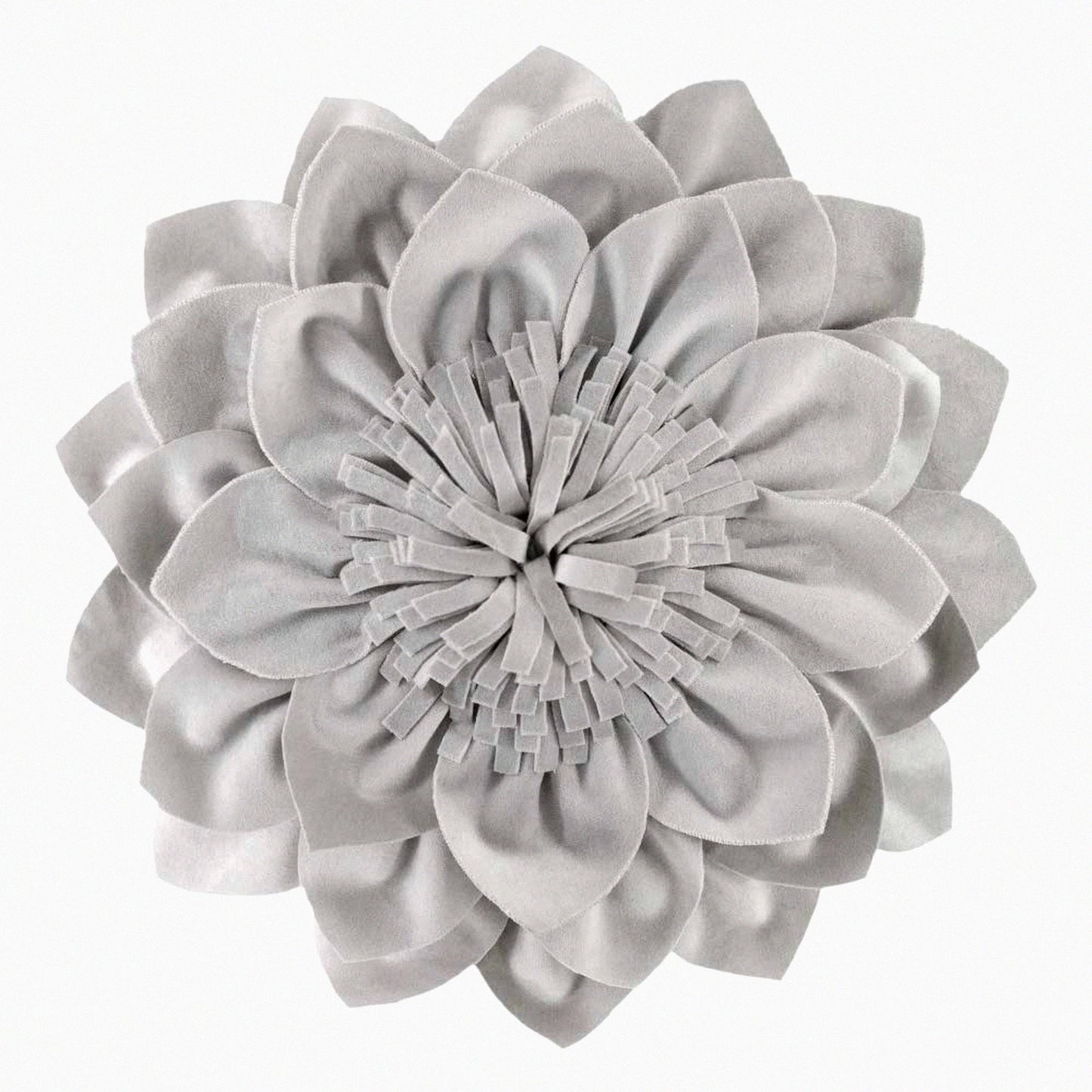 Floral Bloom Round Accent Pillow - 3D Flower Decorative Cushion for Couch & Bed - 14" Grey Home Decor Insert Included