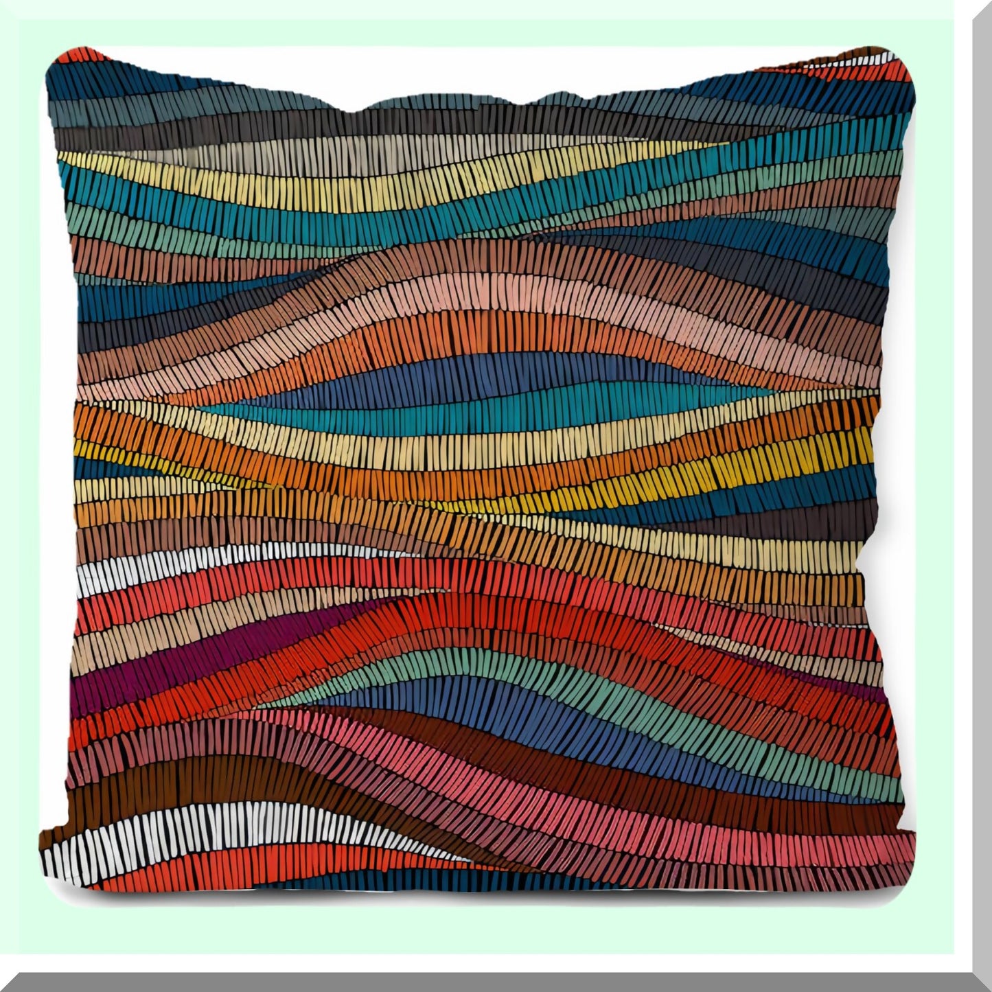 Rainbow Boho Chic Pillow Covers - Mid Century Modern Decor 18x18 - Colorful Bohemian Print Throw Pillowcase for Living Room & Bedroom