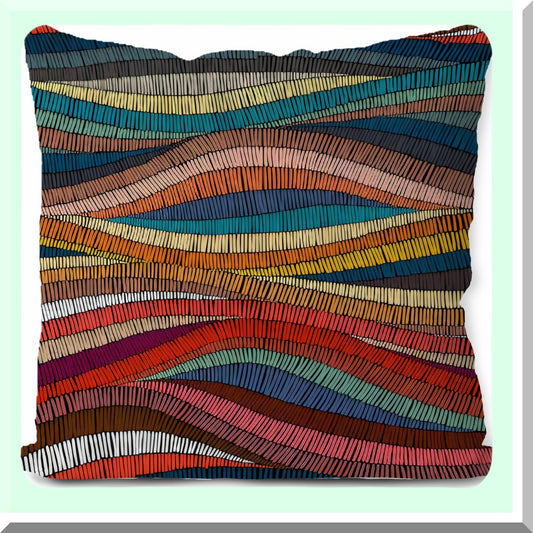 Rainbow Boho Chic Pillow Covers - Mid Century Modern Decor 18x18 - Colorful Bohemian Print Throw Pillowcase for Living Room & Bedroom