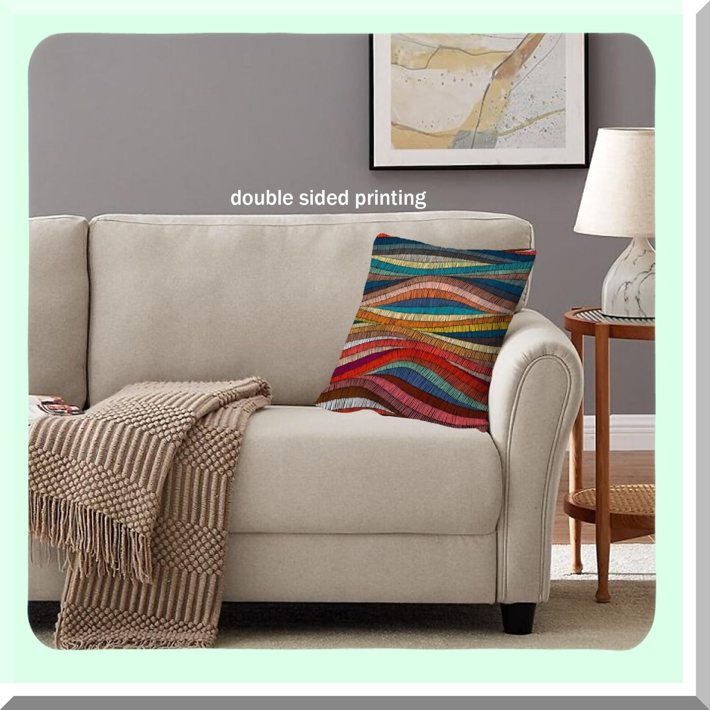 Rainbow Boho Chic Pillow Covers - Mid Century Modern Decor 18x18 - Colorful Bohemian Print Throw Pillowcase for Living Room & Bedroom