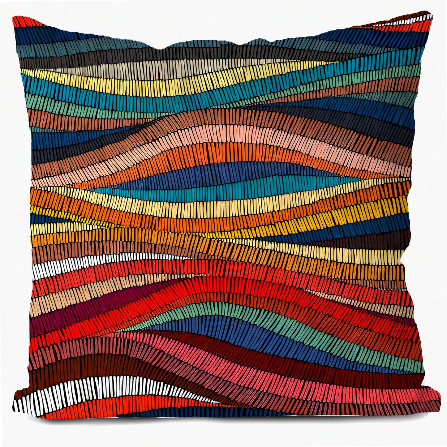 Rainbow Boho Chic Pillow Covers - Mid Century Modern Decor 18x18 - Colorful Bohemian Print Throw Pillowcase for Living Room & Bedroom