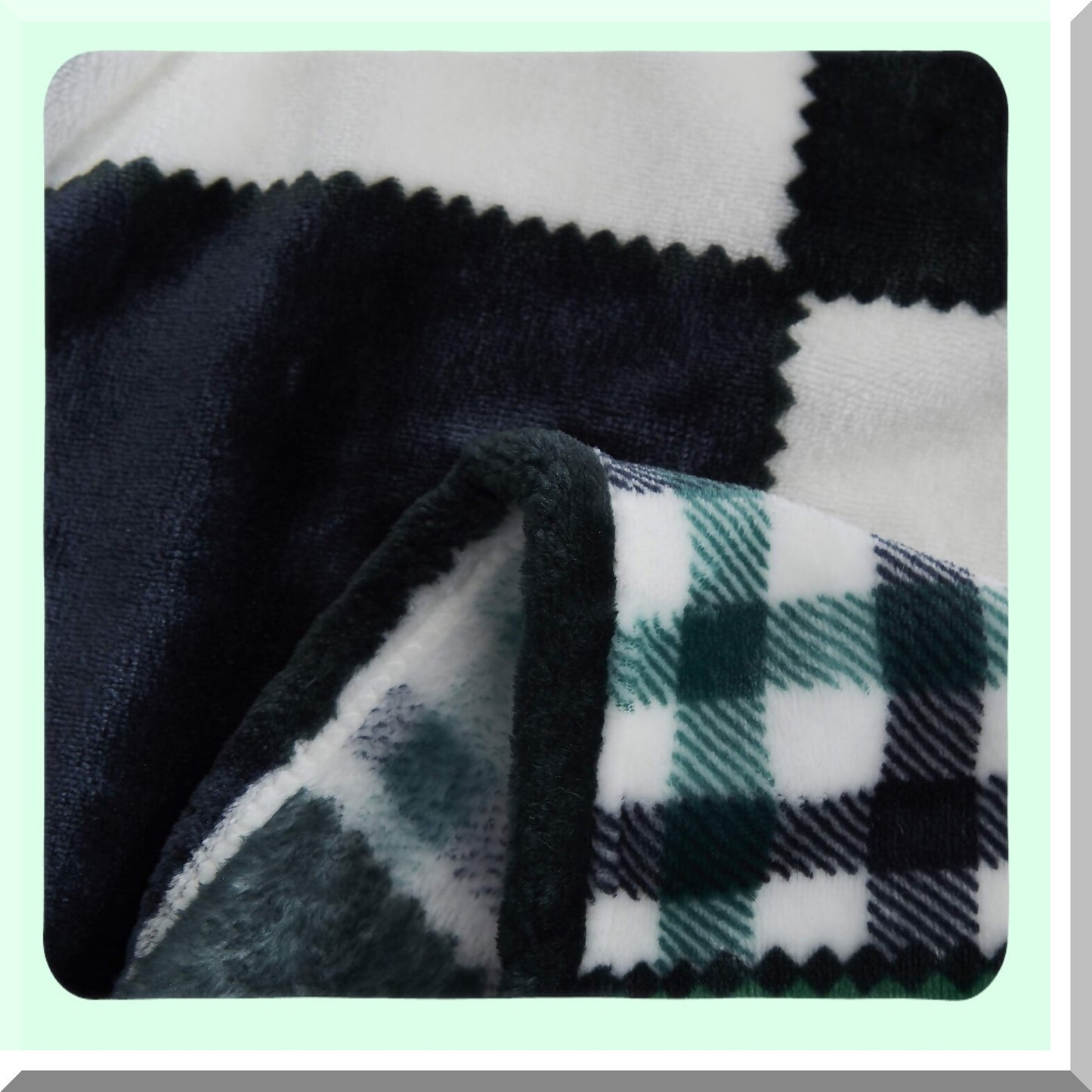 Forest Green Farmhouse Micro Fleece Plaid Patchwork Throw Blanket - Super Soft, Lightweight, Dual-Sided, Decorative for Couch, Sofa, Travel, Lap, Bed - 50x60