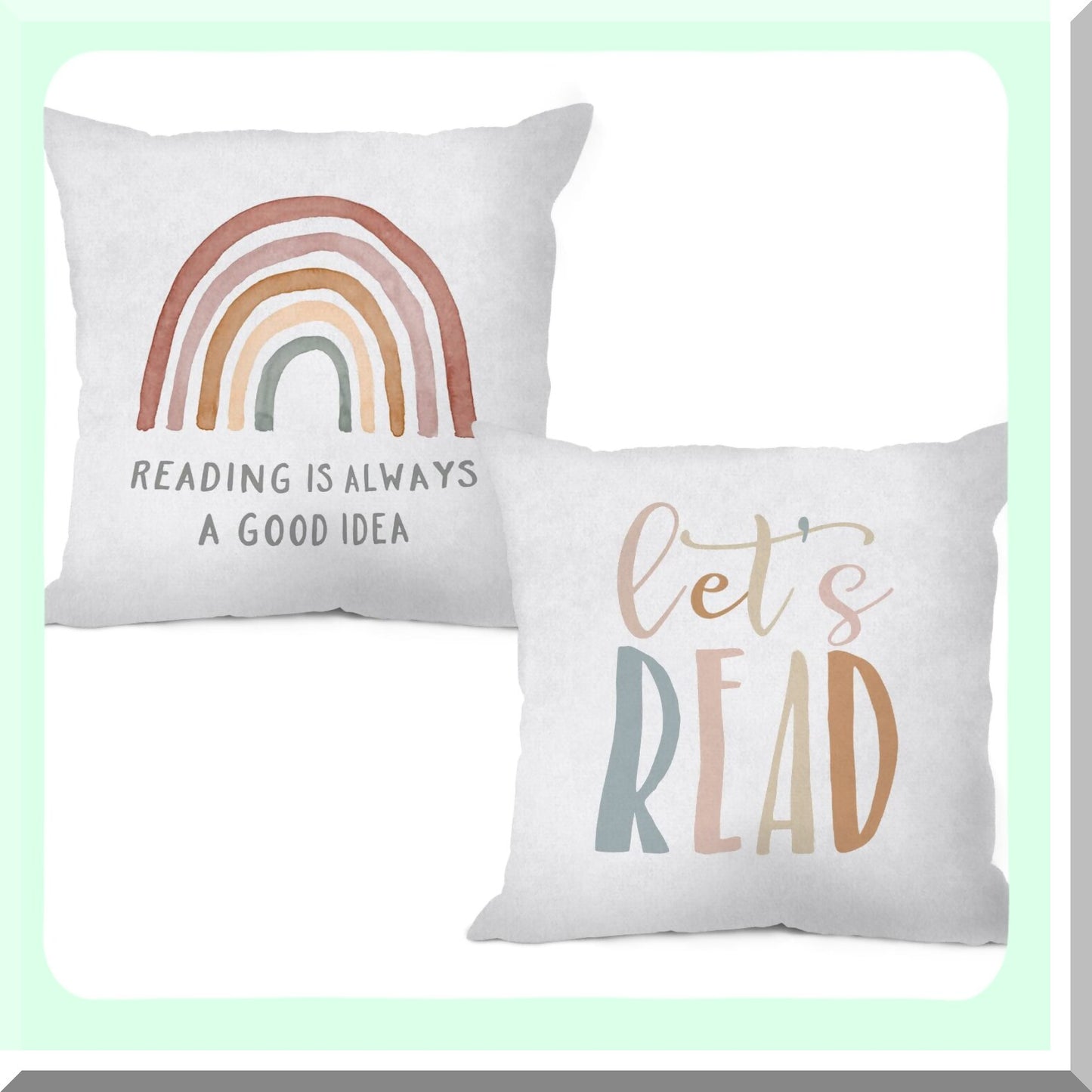 Inspirational Farmhouse Reading Throw Pillow Set - Decorative Book Lover Cushion Cover for Sofa, Bed, Bedroom - 18x18 Inch, Pack of 2
