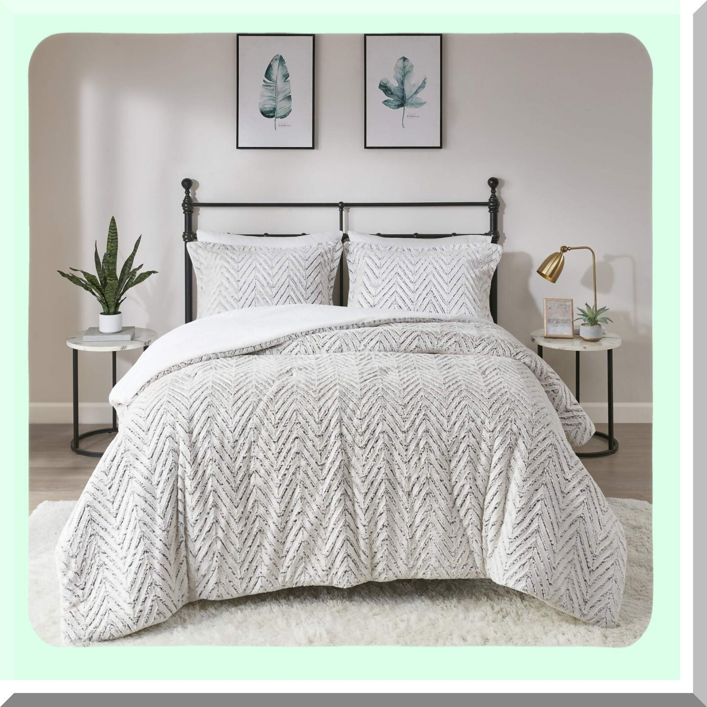 UltraPlush Chevron Comforter Set - Ivory Twin/TwinXL - Adelyn Bedding - Soft 3 Piece Bedroom Sets - Top Quality Bedding - Cozy and Stylish Look