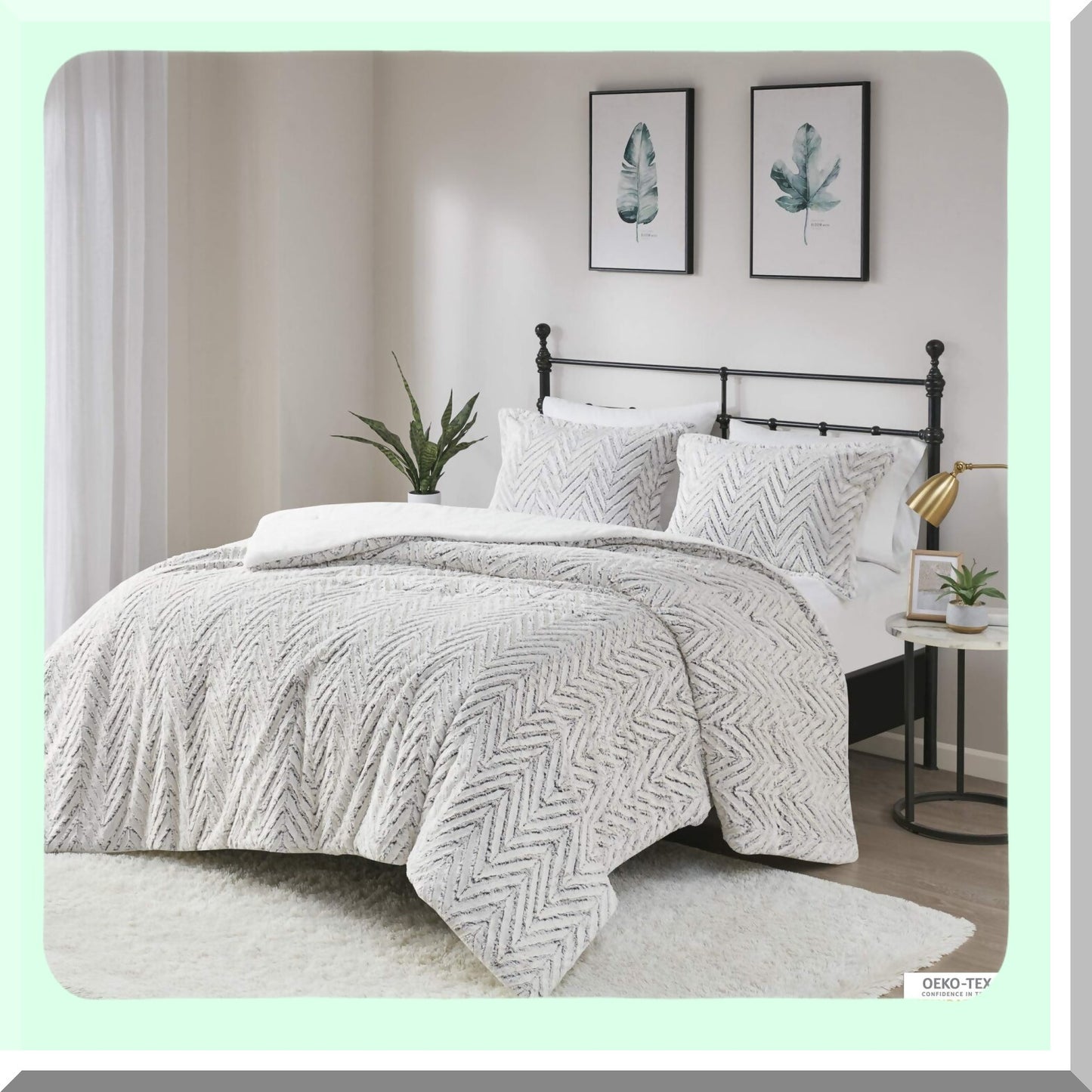 UltraPlush Chevron Comforter Set - Ivory Twin/TwinXL - Adelyn Bedding - Soft 3 Piece Bedroom Sets - Top Quality Bedding - Cozy and Stylish Look