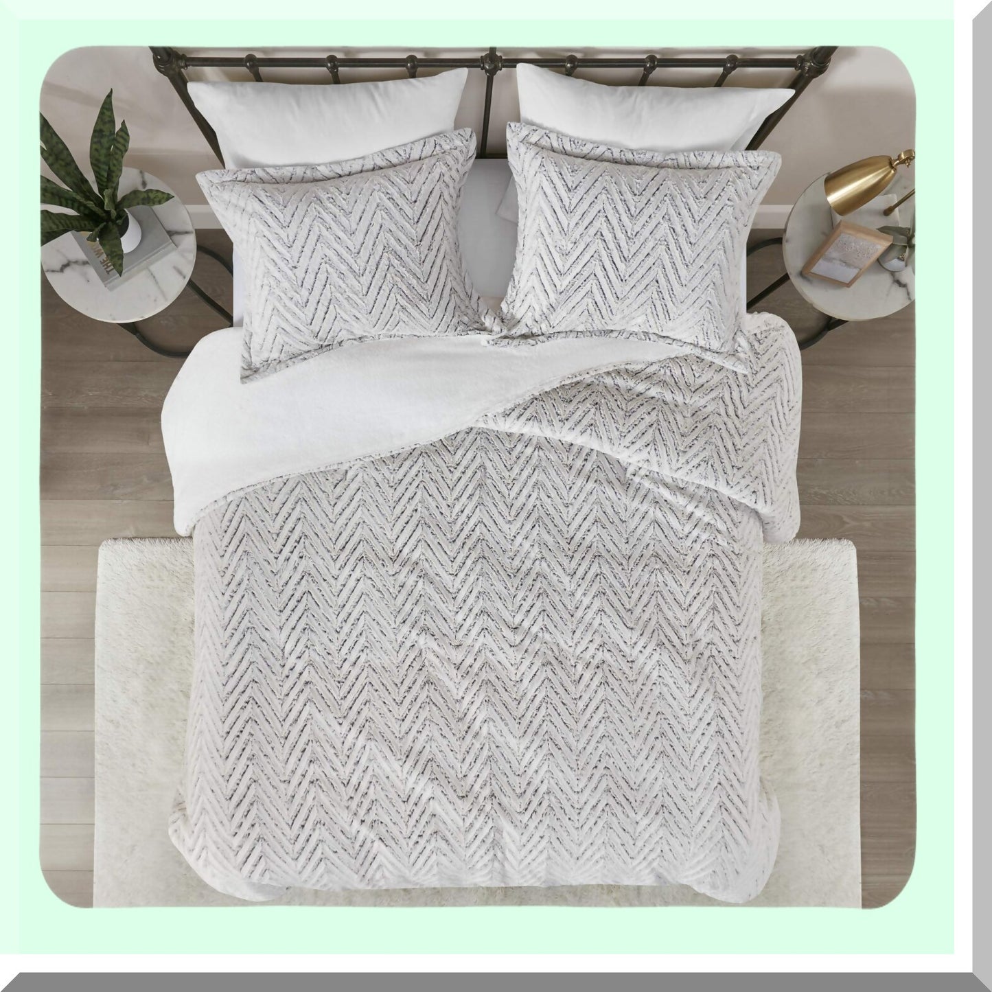 UltraPlush Chevron Comforter Set - Ivory Twin/TwinXL - Adelyn Bedding - Soft 3 Piece Bedroom Sets - Top Quality Bedding - Cozy and Stylish Look