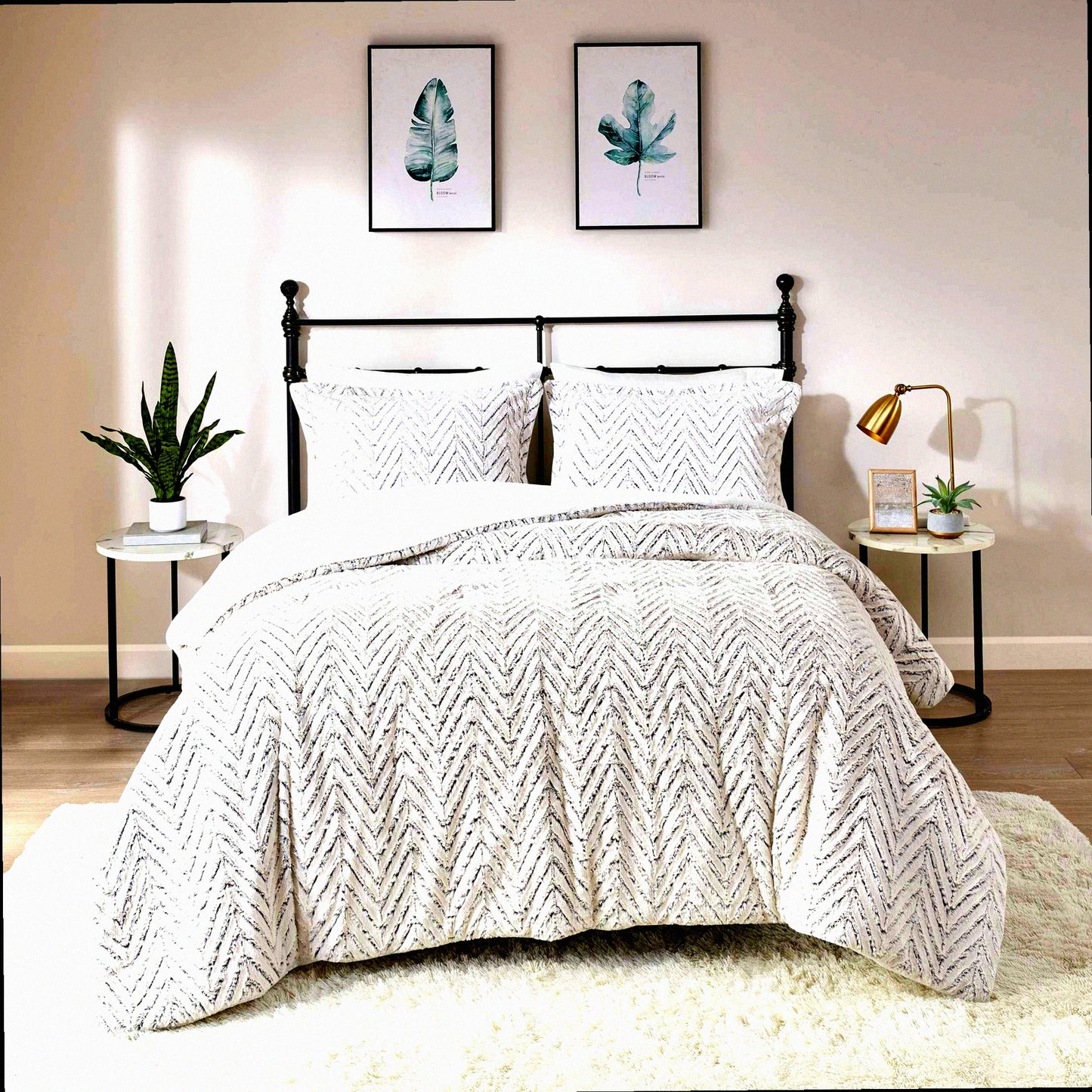 UltraPlush Chevron Comforter Set - Ivory Twin/TwinXL - Adelyn Bedding - Soft 3 Piece Bedroom Sets - Top Quality Bedding - Cozy and Stylish Look