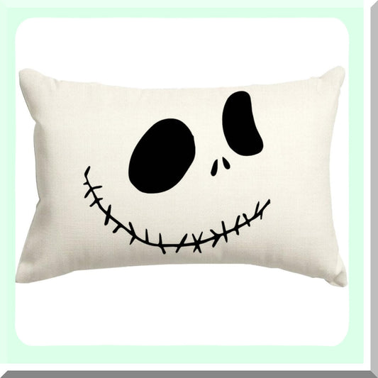 Spooky Ghost Decor Pillow Cases - Funny Cute Black & White Outdoor Cushion Cover 12x20 Inch for Room Sofa Linen - Halloween Theme
