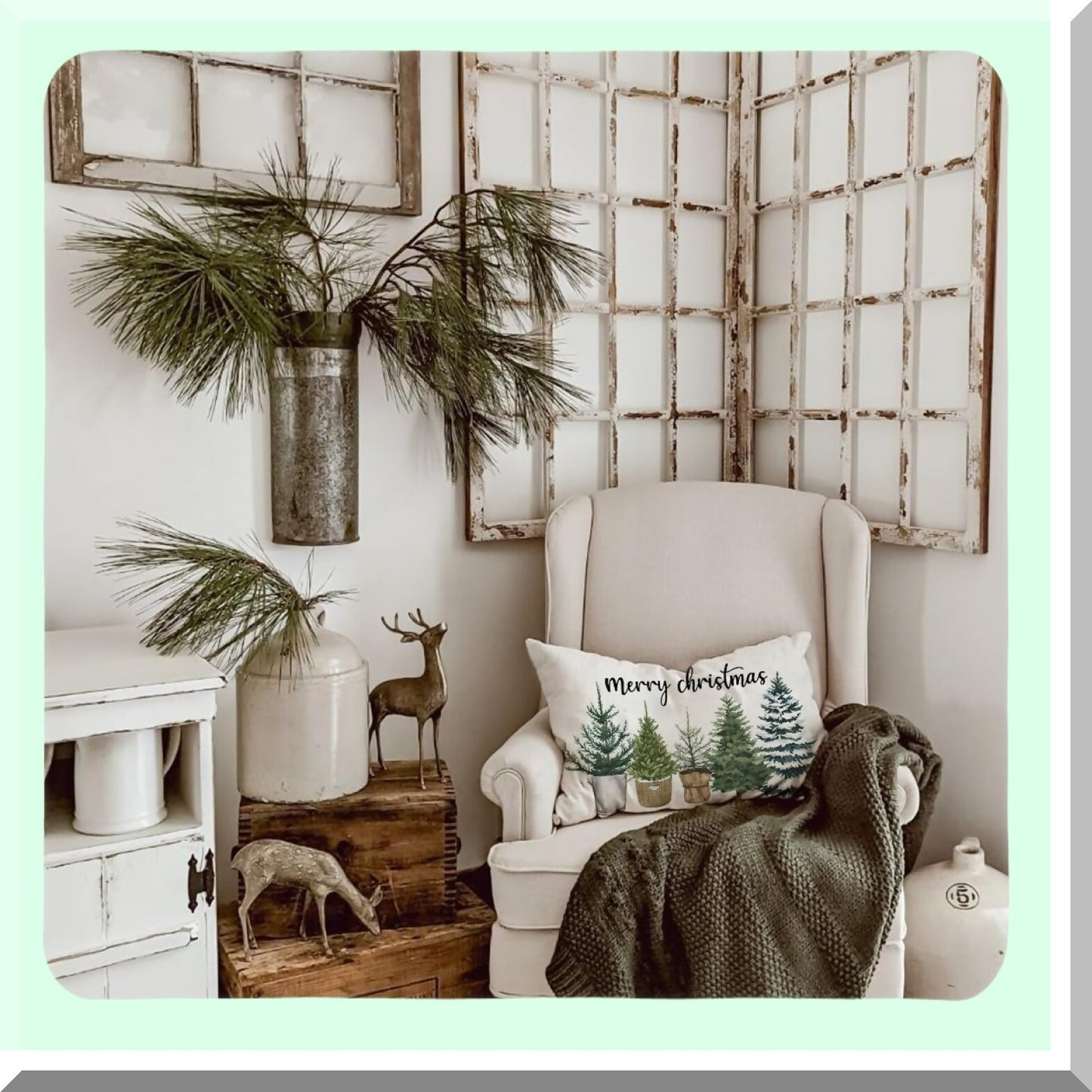 Winter Wonderland Lumbar Pillow Cover - Festive Farmhouse Decor for Sofa Couch - Merry Trees Cushion Case - Holiday Home Decor 12 x 20