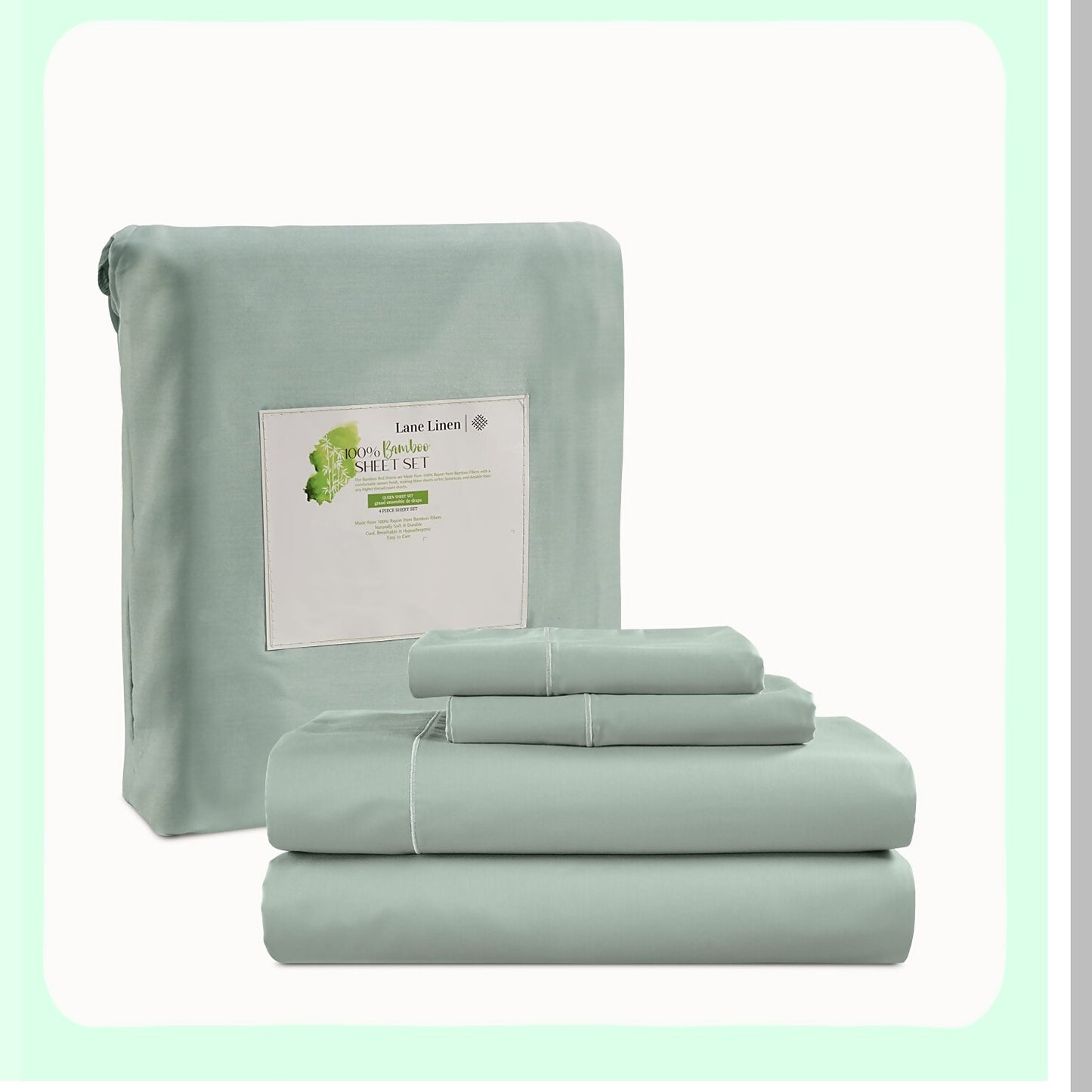 CoolBamboo BreatheSoft Full Sheet Set - Luxe Cooling Bed Sheets for Full Size Bed, 100% Rayon, 15" Deep Pocket, Cool Blue Color