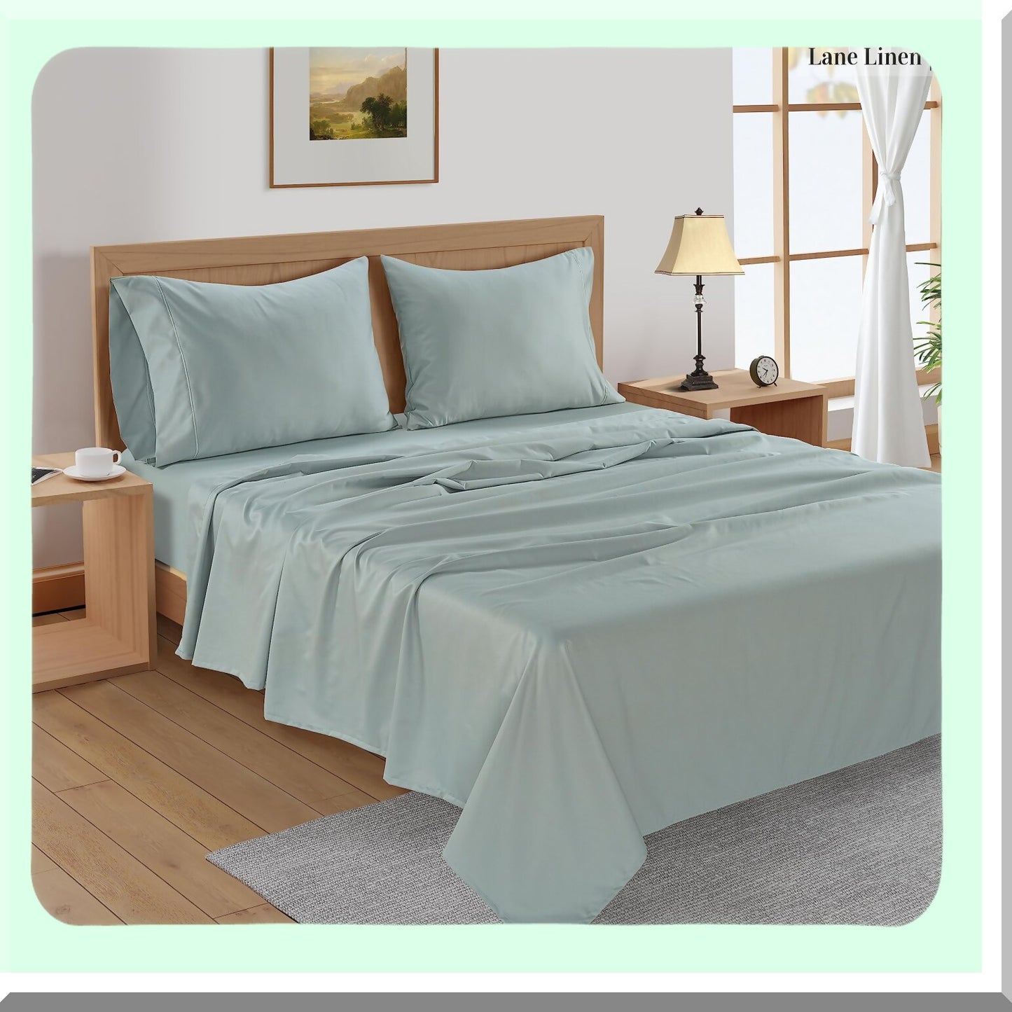 CoolBamboo BreatheSoft Full Sheet Set - Luxe Cooling Bed Sheets for Full Size Bed, 100% Rayon, 15" Deep Pocket, Cool Blue Color