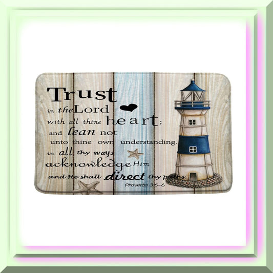 Nautical Lighthouse Bath Mat Navy Blue