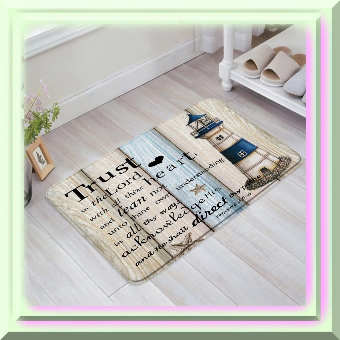 Nautical Lighthouse Bath Mat Navy Blue