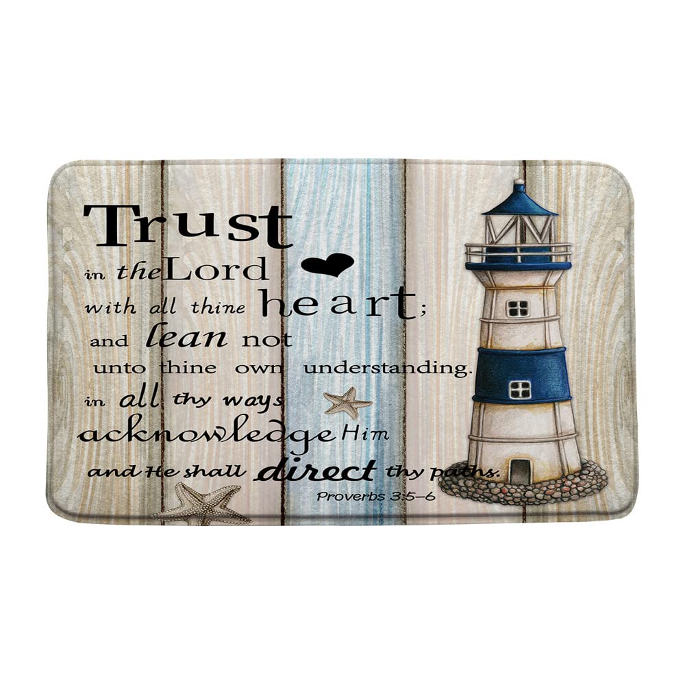 Nautical Lighthouse Bath Mat Navy Blue