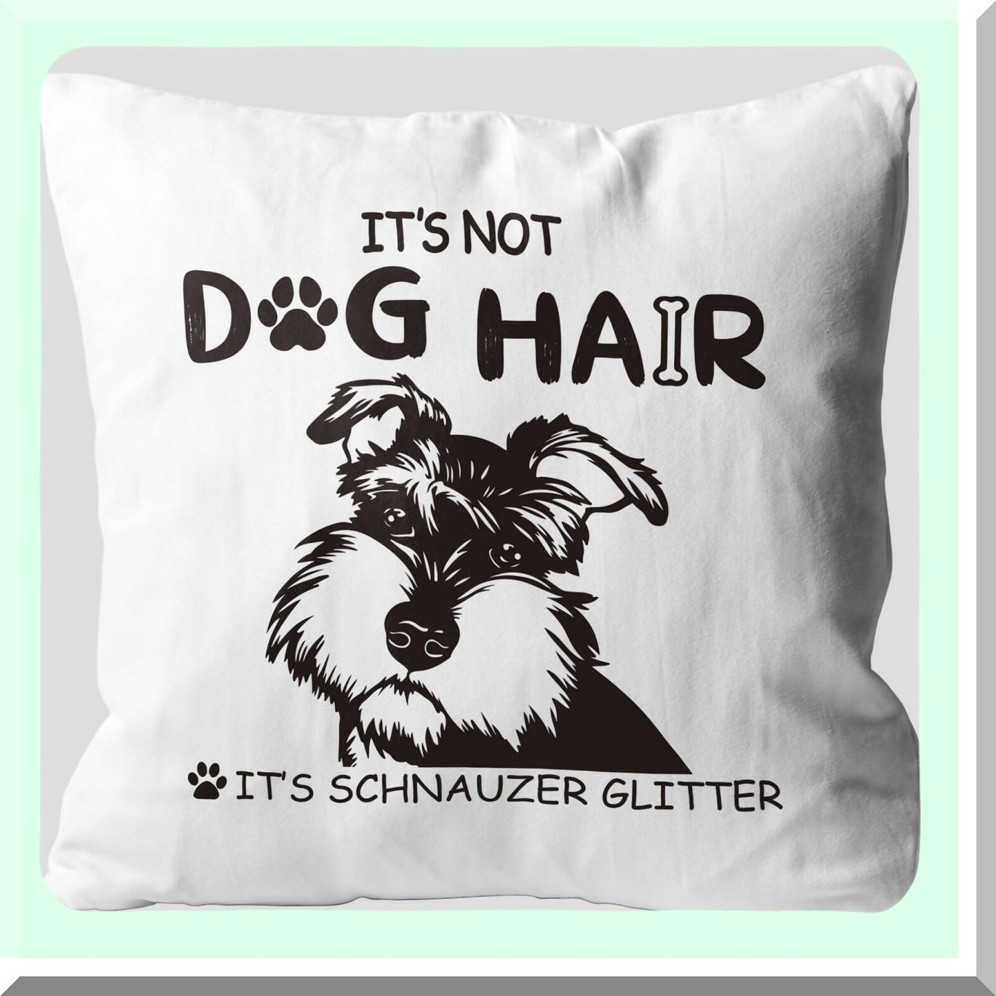 Schnauzer Glitter Decorative Pillow Cover - Dog Lover Gifts - Flannel Sofa Couch Bed Case - 18x18 Inch Throw Pillow - Painting Schnauzer Design