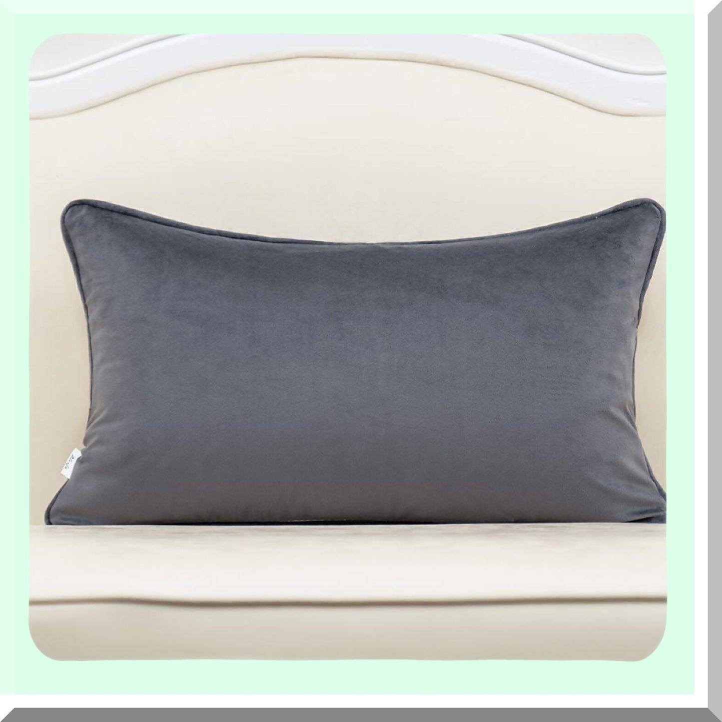 Luxury Diamond Plaid Velvet Lumbar Pillow Cover - Modern Striped Embroidery Cushion Case for Couch, Sofa, Living Room, Bedroom, Car - Gray 12x20"