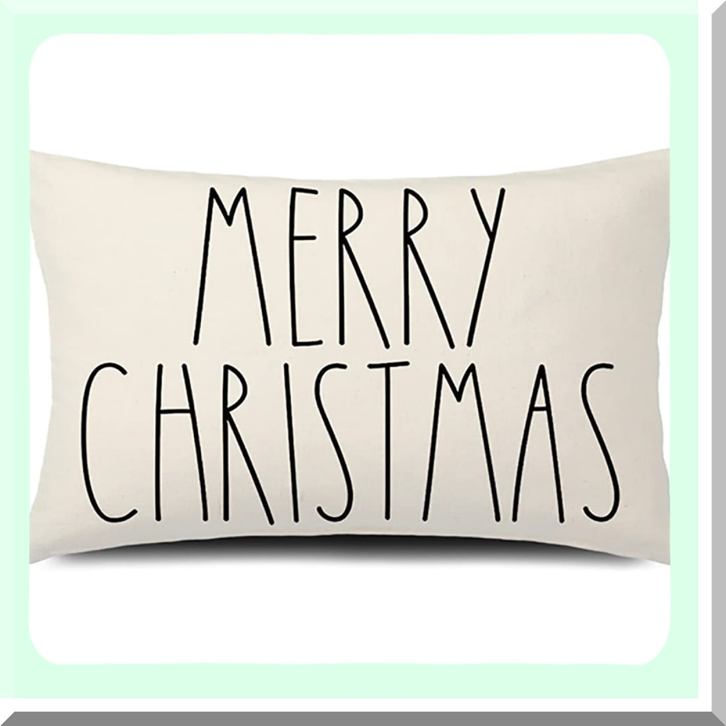 Merry Farmhouse Linen Cushion Cover - 12x20 Inch Decorative Throw Pillow Cover