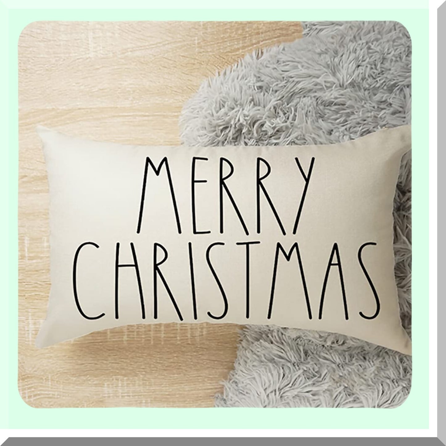 Merry Farmhouse Linen Cushion Cover - 12x20 Inch Decorative Throw Pillow Cover