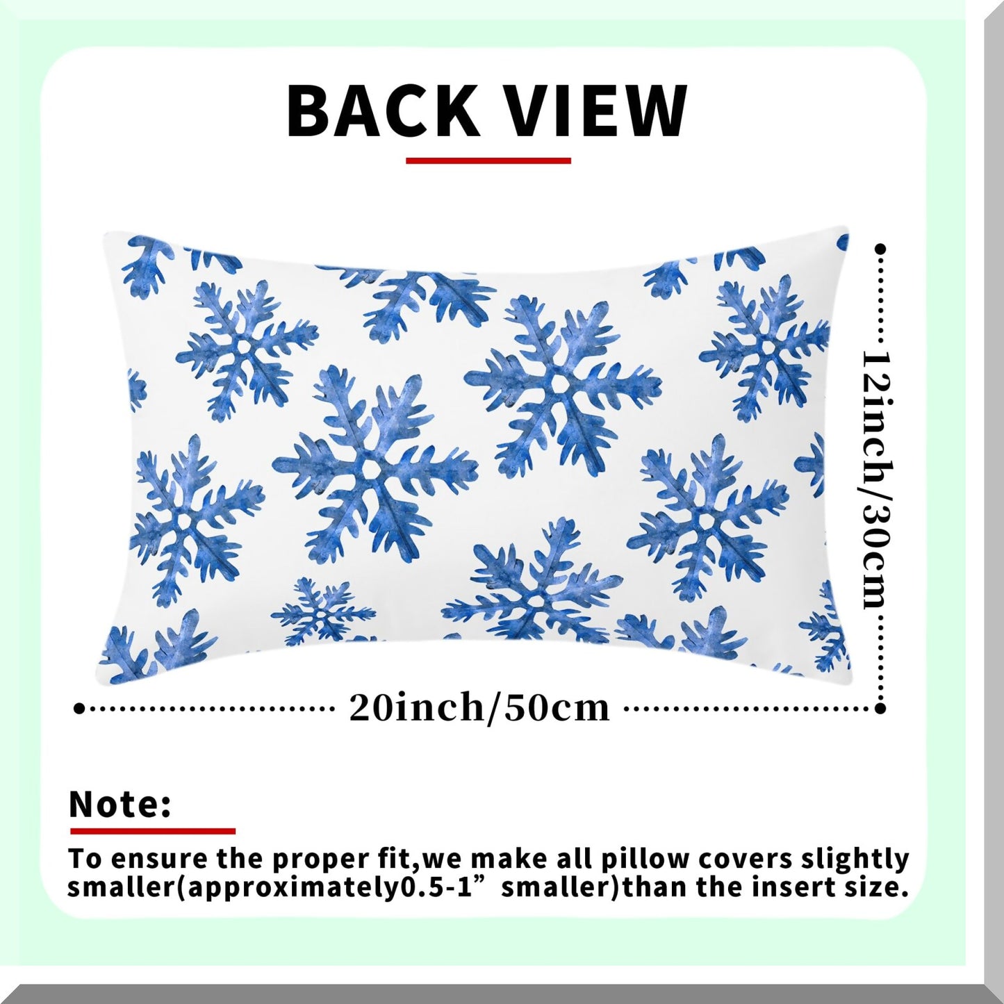 Winter Wonderland Snowflake Lumbar Pillow Covers - Set of 2 | Crystal White Xmas Holiday Pillowcases | Rustic Cushion Cases for Couch Sofa | 12X20 Inch