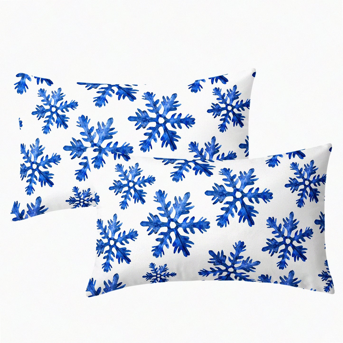 Winter Wonderland Snowflake Lumbar Pillow Covers - Set of 2 | Crystal White Xmas Holiday Pillowcases | Rustic Cushion Cases for Couch Sofa | 12X20 Inch