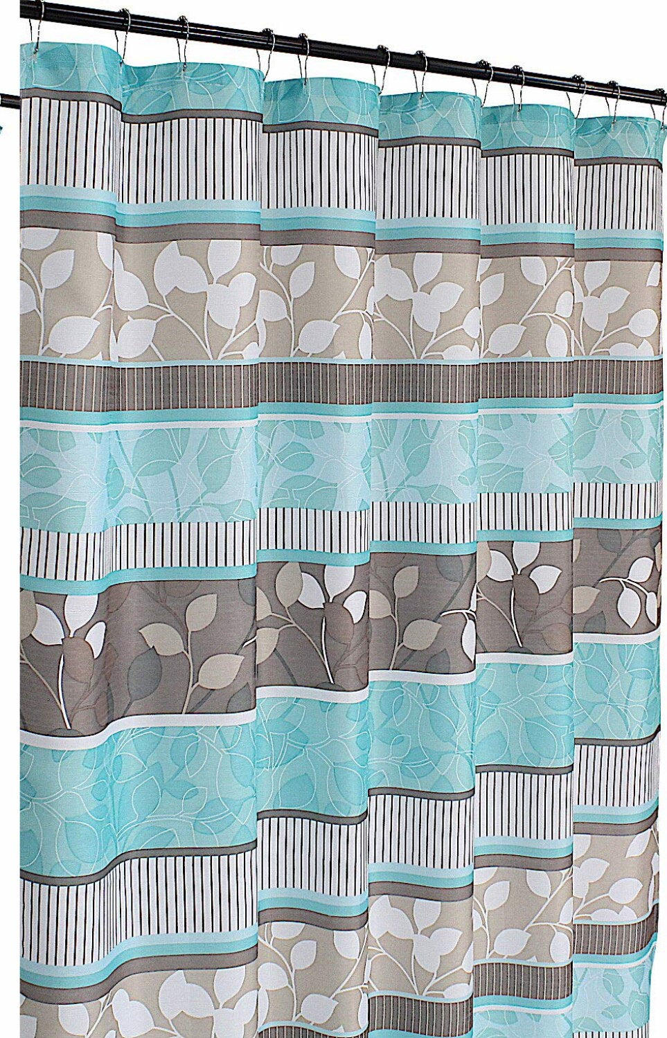 Striped Floral Bathroom Shower Curtain 72x70