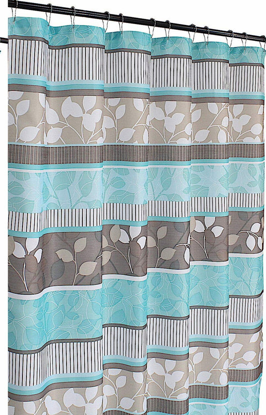 Striped Floral Bathroom Shower Curtain 72x70
