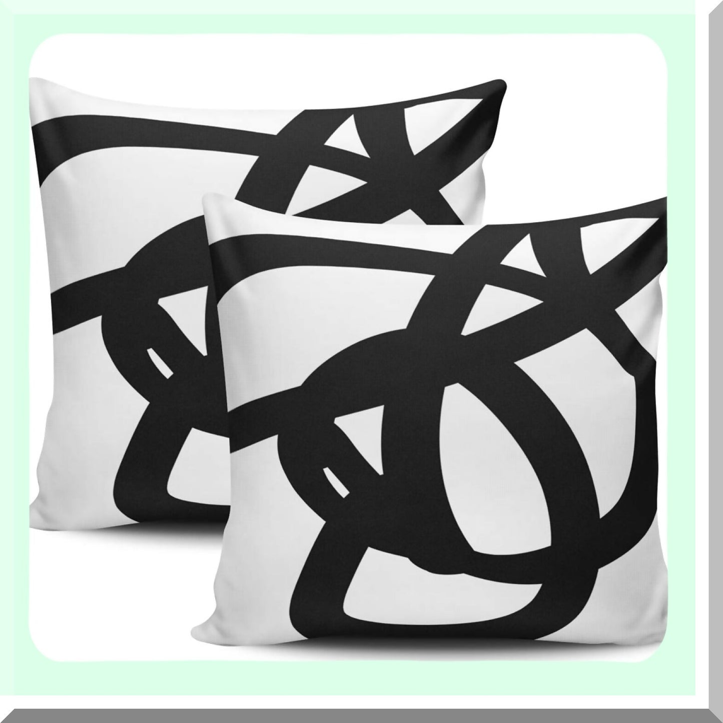 Abstract Art Decor Pillowcase Set - Black White Modern Throw Pillow Covers - Square 20 x 20 Inches - Home Cushion Decor - Set of 2
