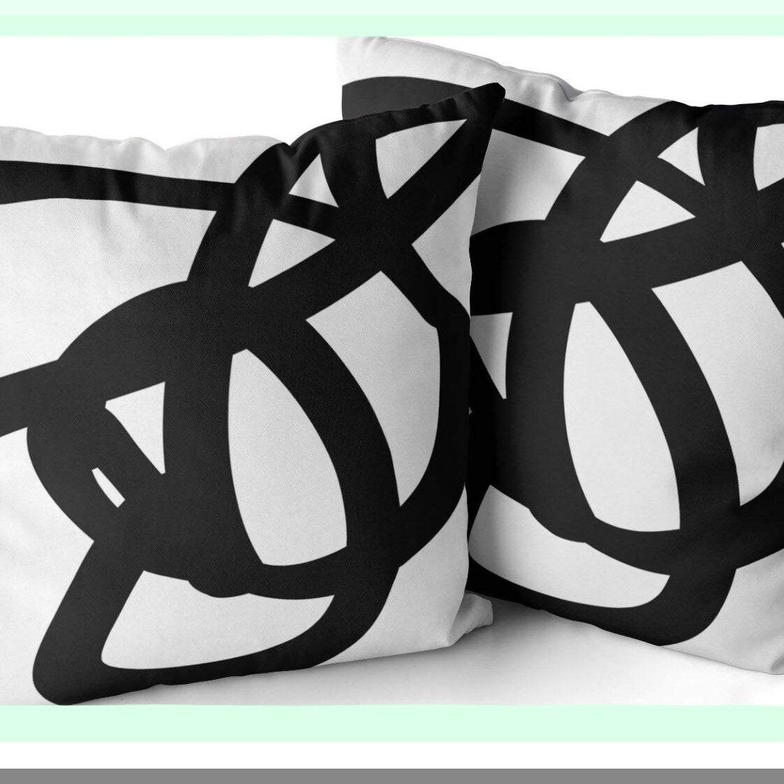 Abstract Art Decor Pillowcase Set - Black White Modern Throw Pillow Covers - Square 20 x 20 Inches - Home Cushion Decor - Set of 2