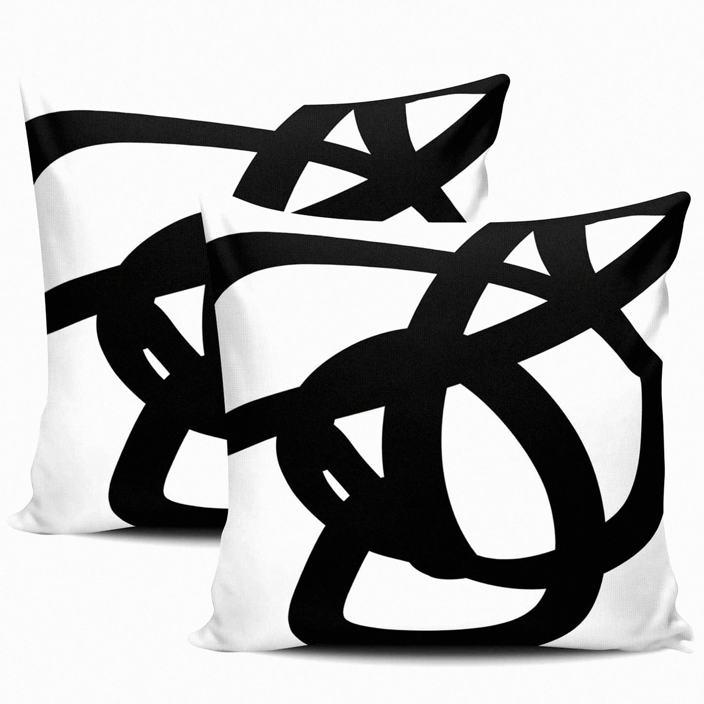 Abstract Art Decor Pillowcase Set - Black White Modern Throw Pillow Covers - Square 20 x 20 Inches - Home Cushion Decor - Set of 2