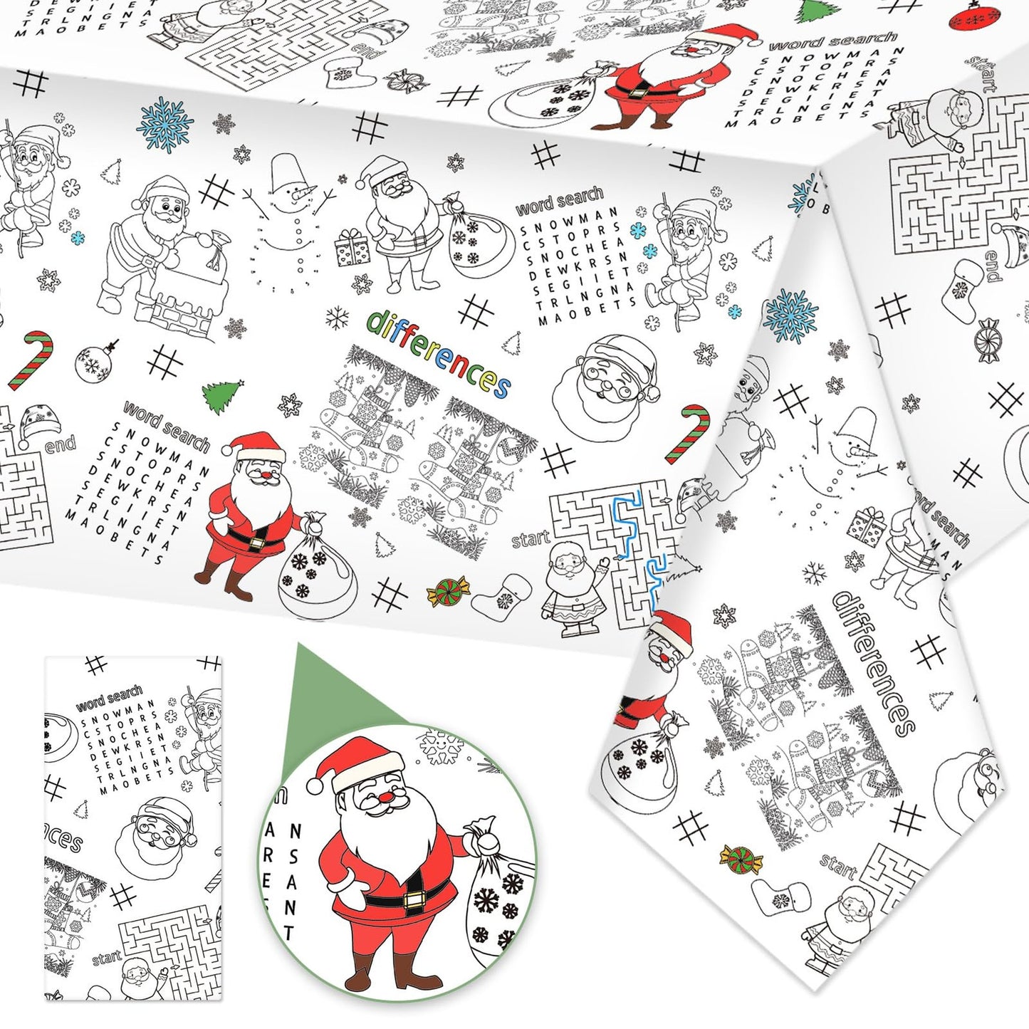 Coloring Tablecloth 54 x 108 Inch for Holiday and Party