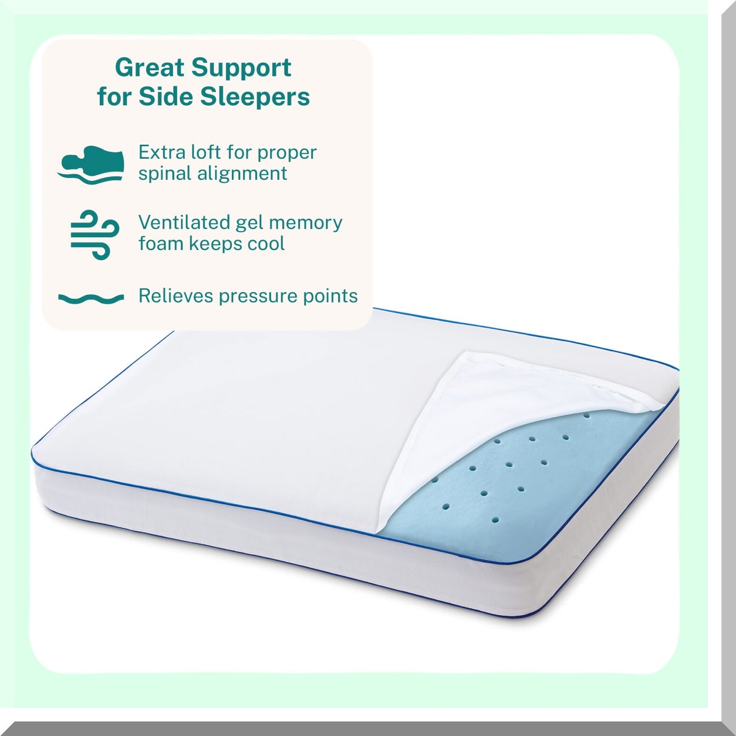 Cooling Gel Memory Foam Pillow - Breathable Cover, Head & Neck Alignment, Side Sleeper Support - Ventilated Memory Foam, Standard Size, Soft & Cool