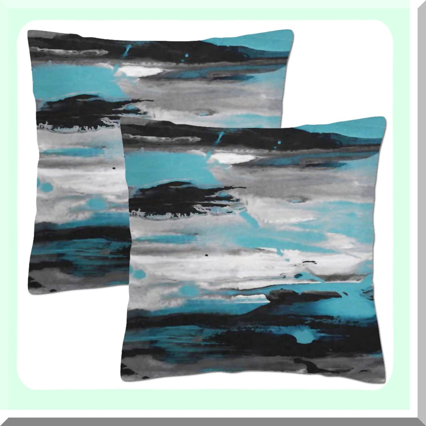 Turquoise Teal Decorative Throw Pillow Covers - Personalized Couch Sofa Pillow Set - Blue Gray Black White Bedroom Living Room 18X18 Inch Set