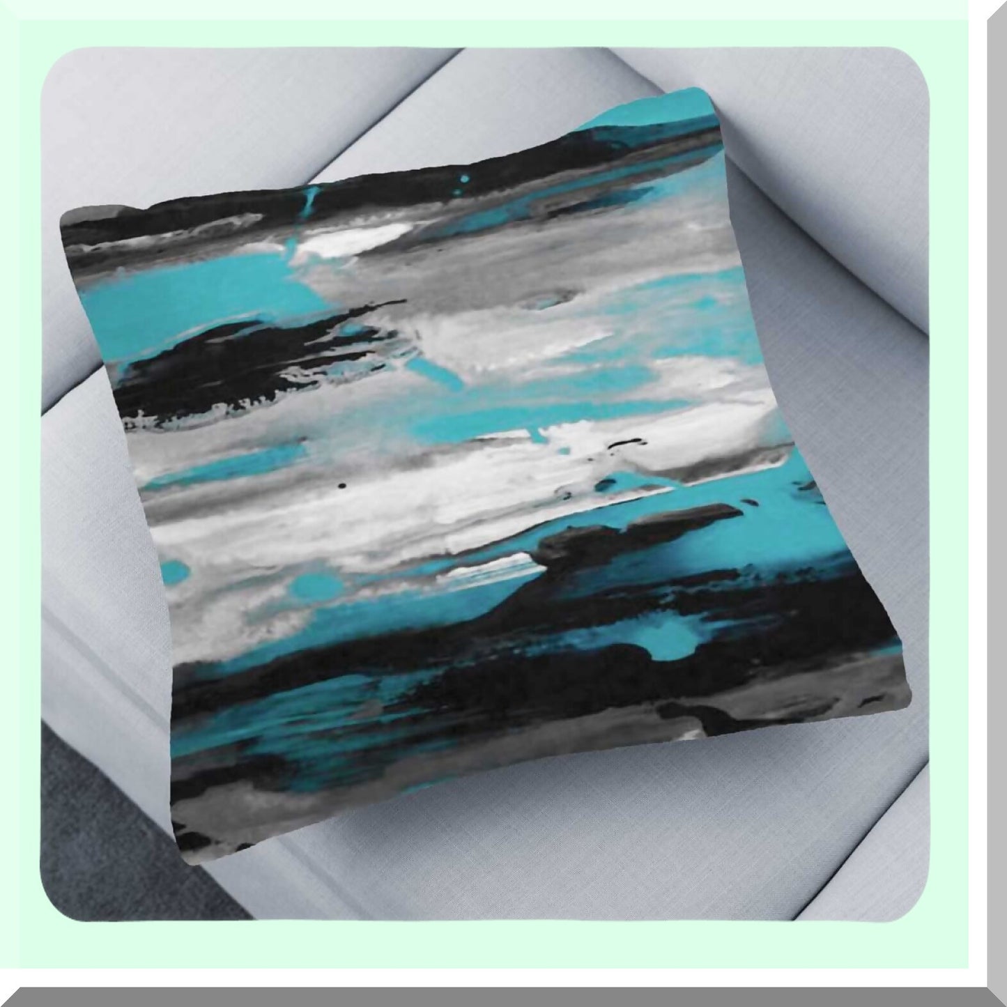 Turquoise Teal Decorative Throw Pillow Covers - Personalized Couch Sofa Pillow Set - Blue Gray Black White Bedroom Living Room 18X18 Inch Set