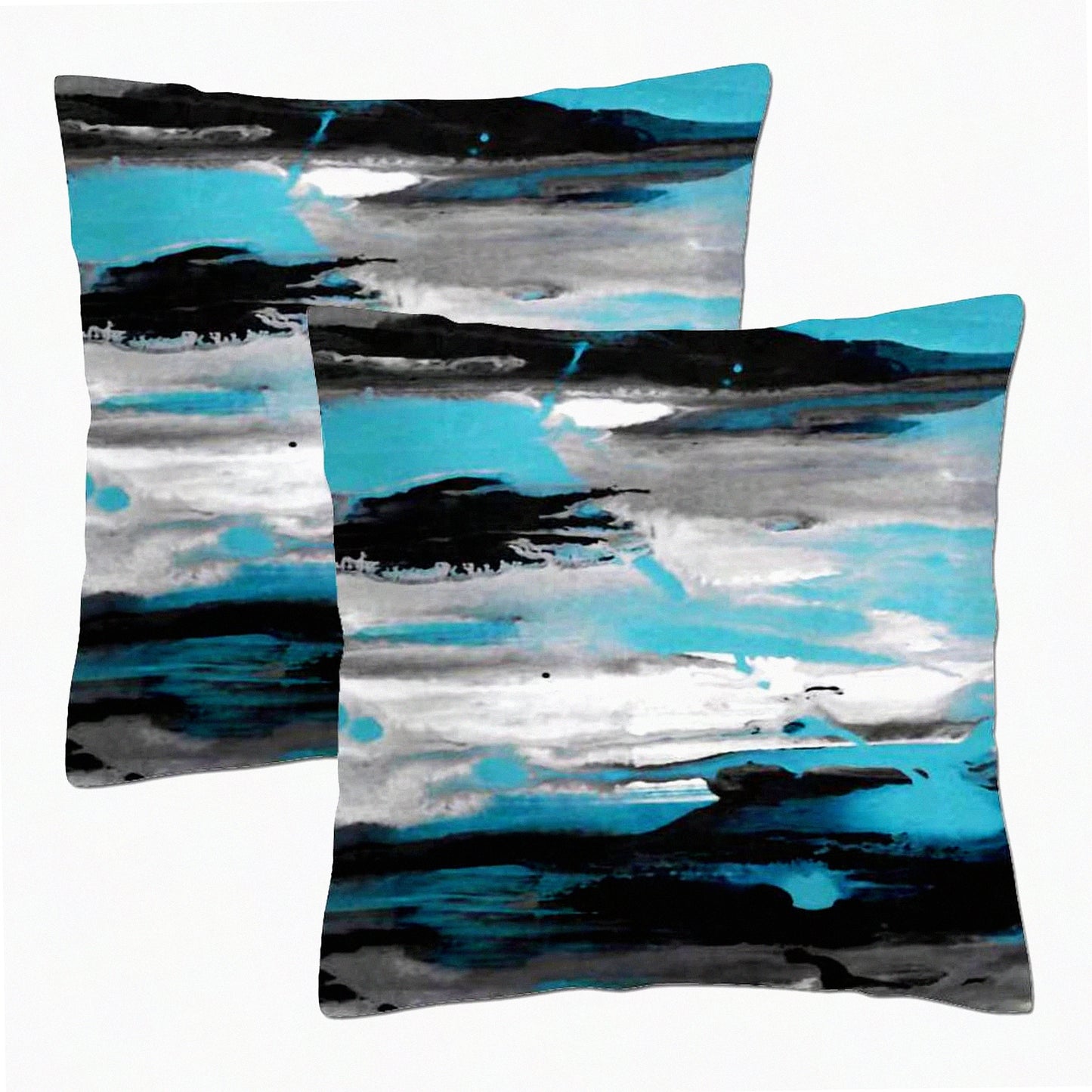 Turquoise Teal Decorative Throw Pillow Covers - Personalized Couch Sofa Pillow Set - Blue Gray Black White Bedroom Living Room 18X18 Inch Set