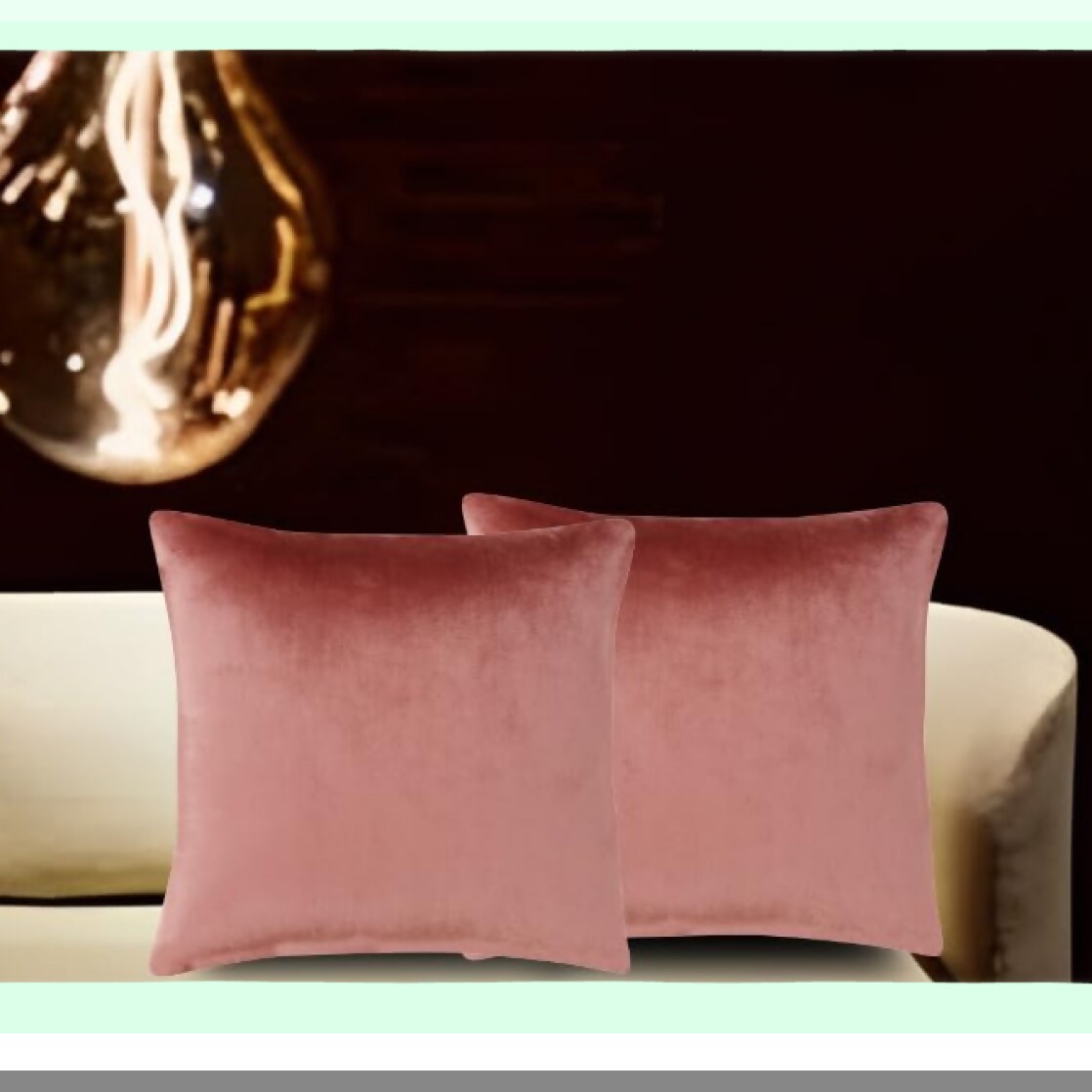 Velvet Bliss Decorative Pillow Covers - Set of 2 Soft Square Cushion Cases in Blush Pink - 20x20 inches - Solid Color Home Decor Accent