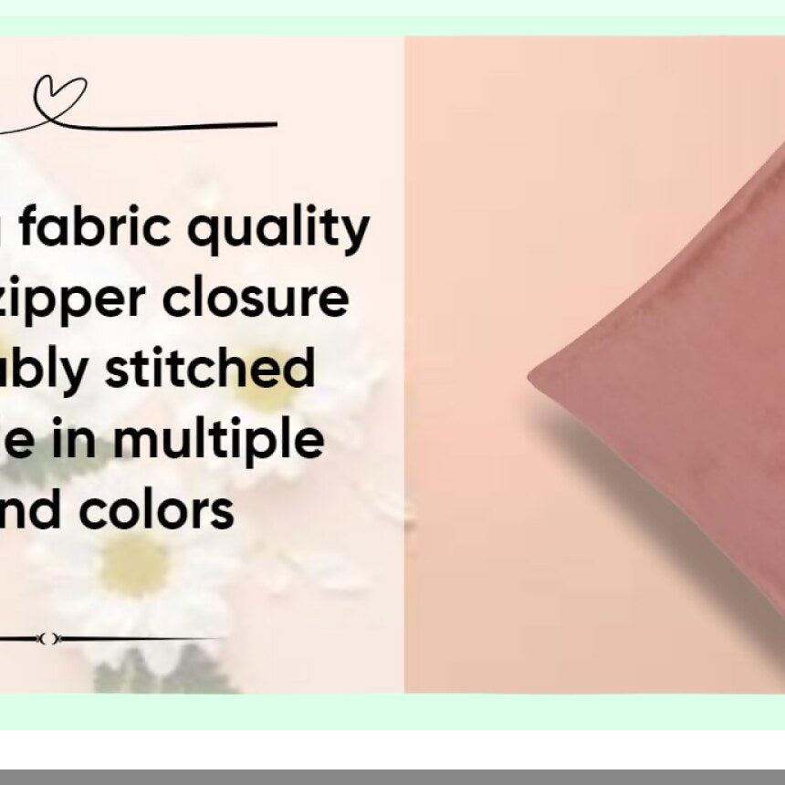 Velvet Bliss Decorative Pillow Covers - Set of 2 Soft Square Cushion Cases in Blush Pink - 20x20 inches - Solid Color Home Decor Accent