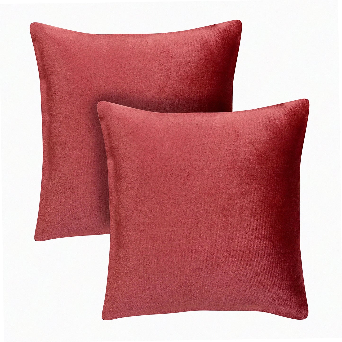 Velvet Bliss Decorative Pillow Covers - Set of 2 Soft Square Cushion Cases in Blush Pink - 20x20 inches - Solid Color Home Decor Accent