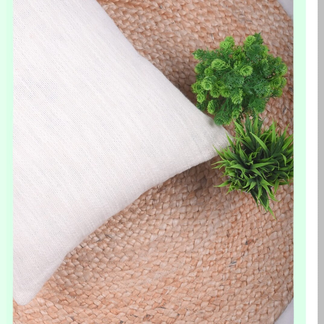 Mudcloth Lumbar Ethnic Body Pillow Cover - Ivory Solid Decorative Hand Loom 14 X 36 - Oblong Throw Case for Bed Sofa Decor - Large Size