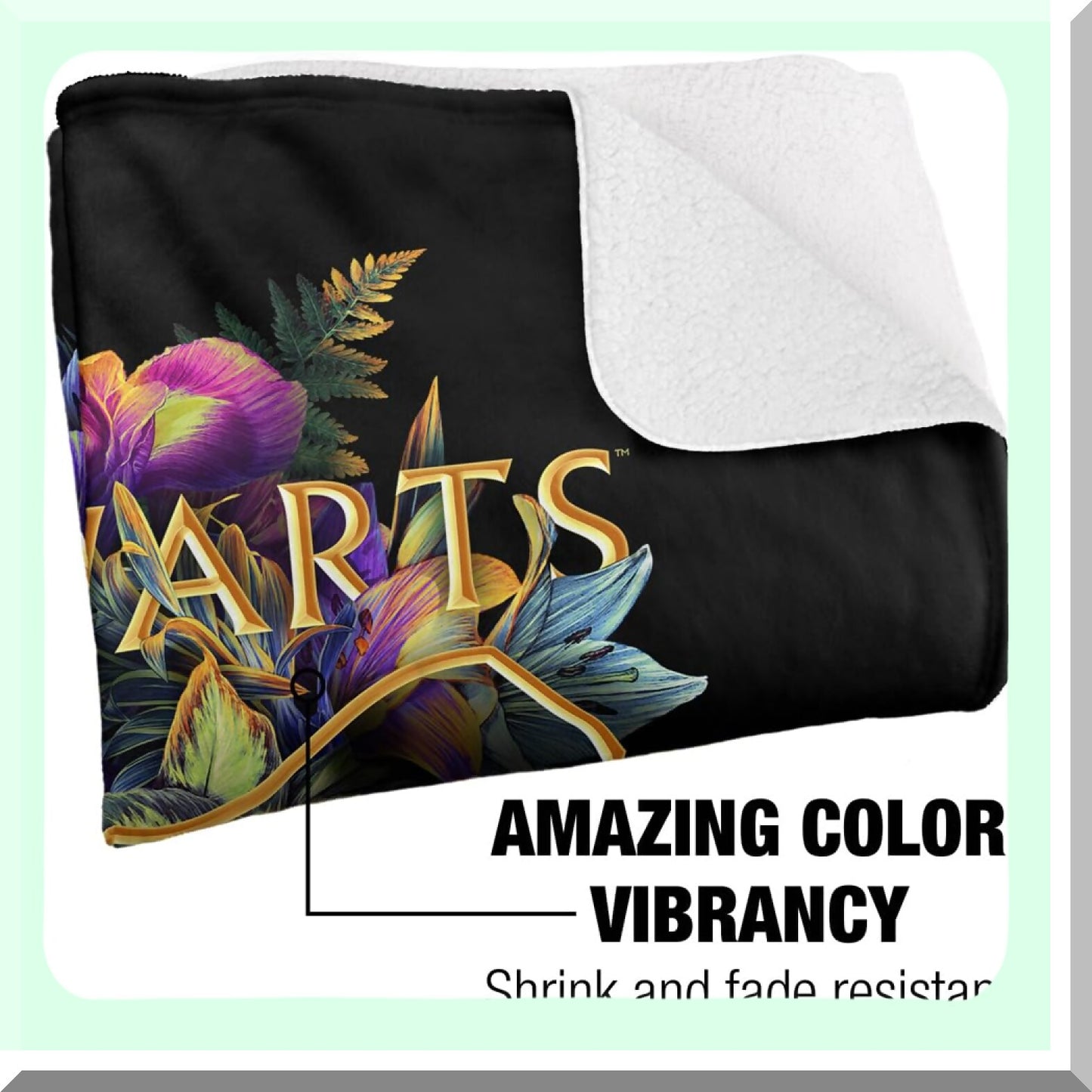 Hogwarts Floral Crest Sherpa Throw - Super Soft Silky Touch Blanket, 50"x60"