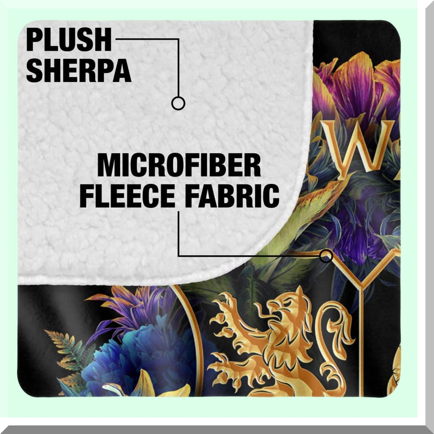 Hogwarts Floral Crest Sherpa Throw - Super Soft Silky Touch Blanket, 50"x60"