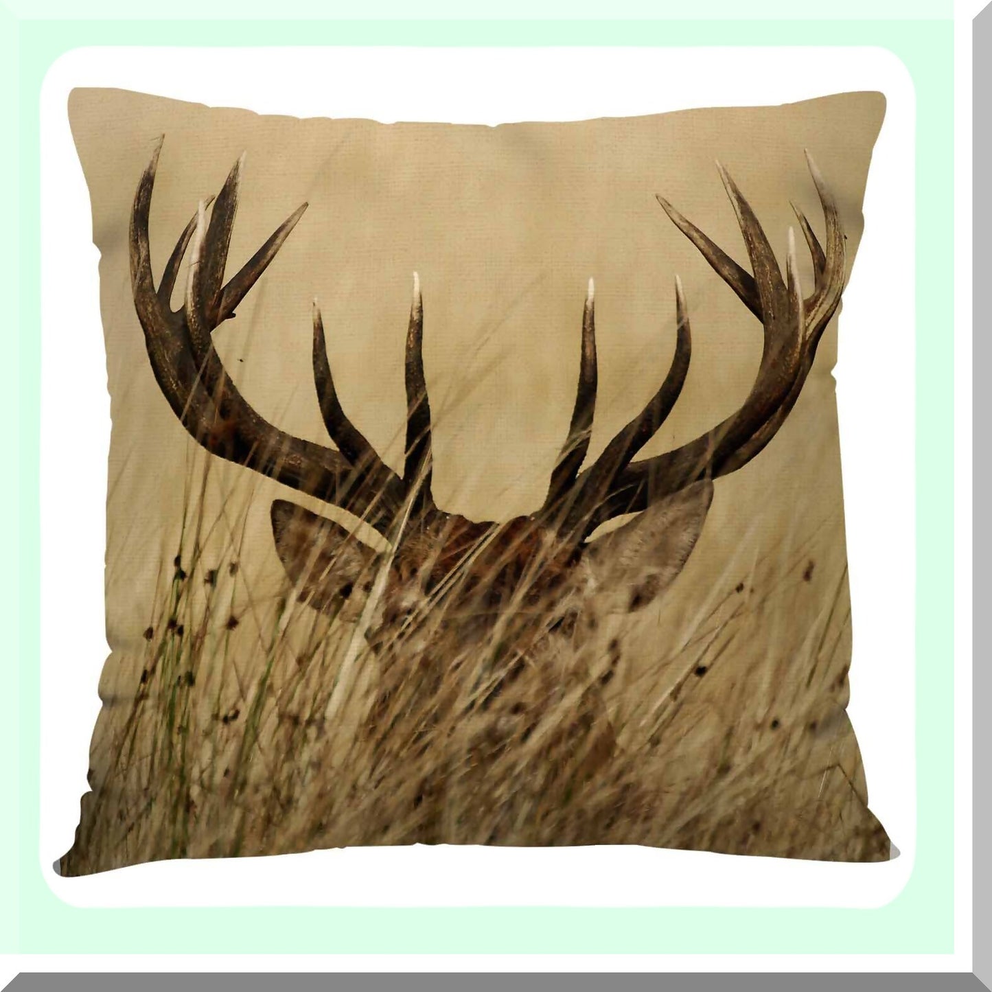 Wilderness Whitetail Deer Cushion Covers - 18X18 Decorative Pillow Cases for Couch Sofa & Bedroom - Stag Fawn Cotton Linen Throw Pillow Covers