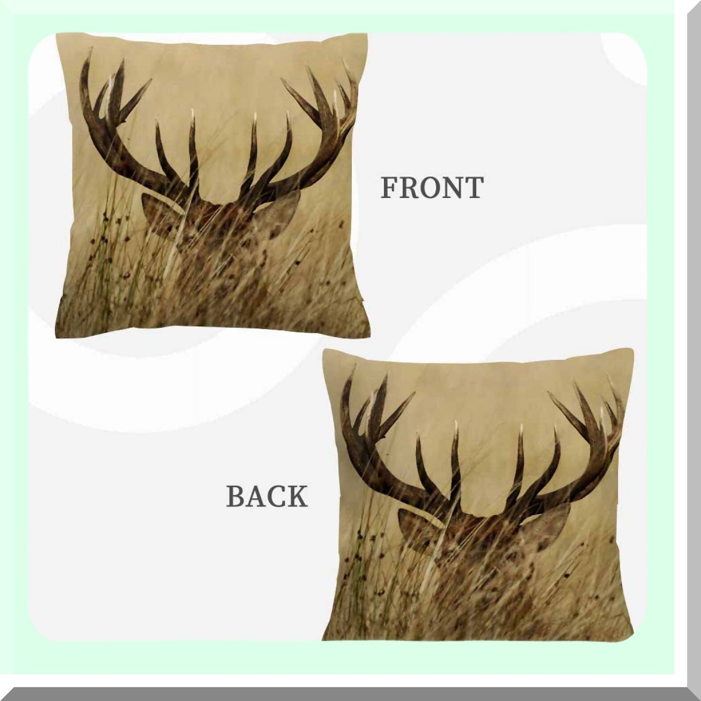 Wilderness Whitetail Deer Cushion Covers - 18X18 Decorative Pillow Cases for Couch Sofa & Bedroom - Stag Fawn Cotton Linen Throw Pillow Covers