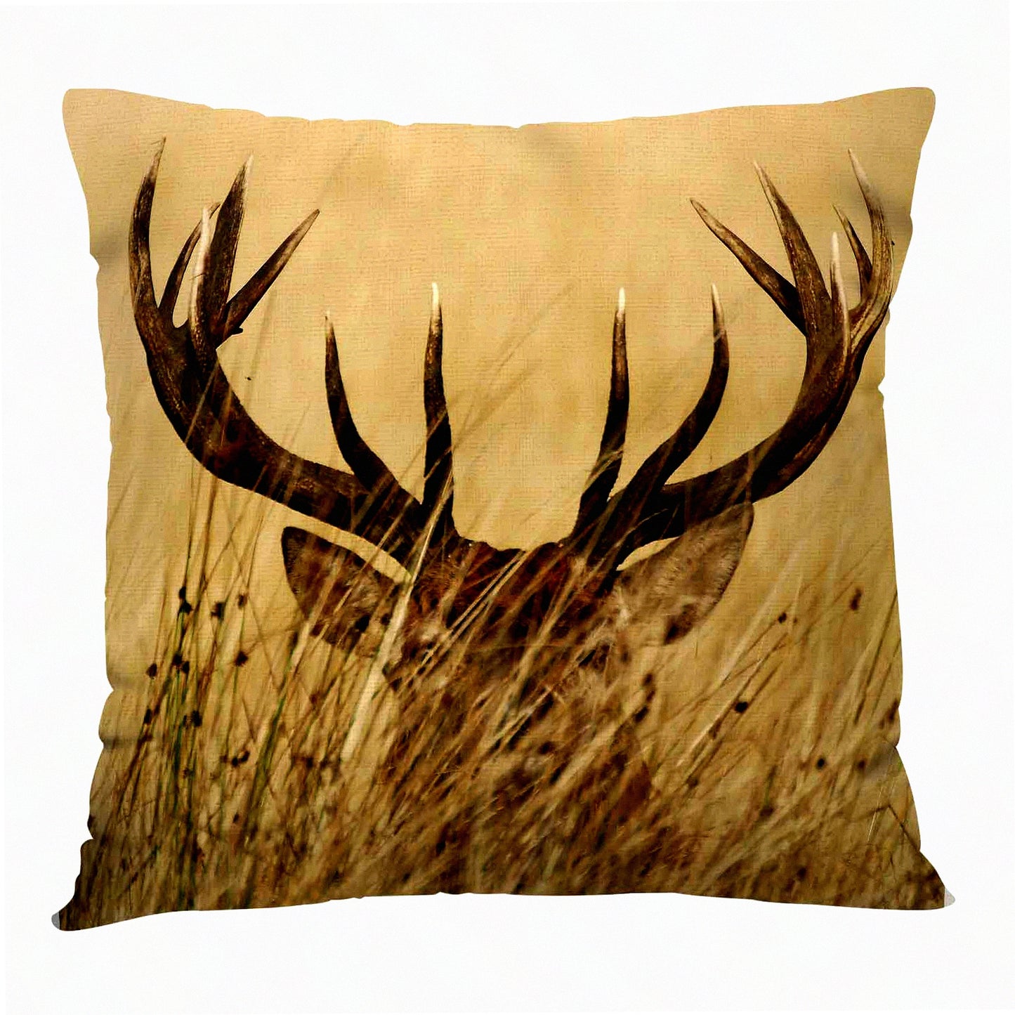 Wilderness Whitetail Deer Cushion Covers - 18X18 Decorative Pillow Cases for Couch Sofa & Bedroom - Stag Fawn Cotton Linen Throw Pillow Covers