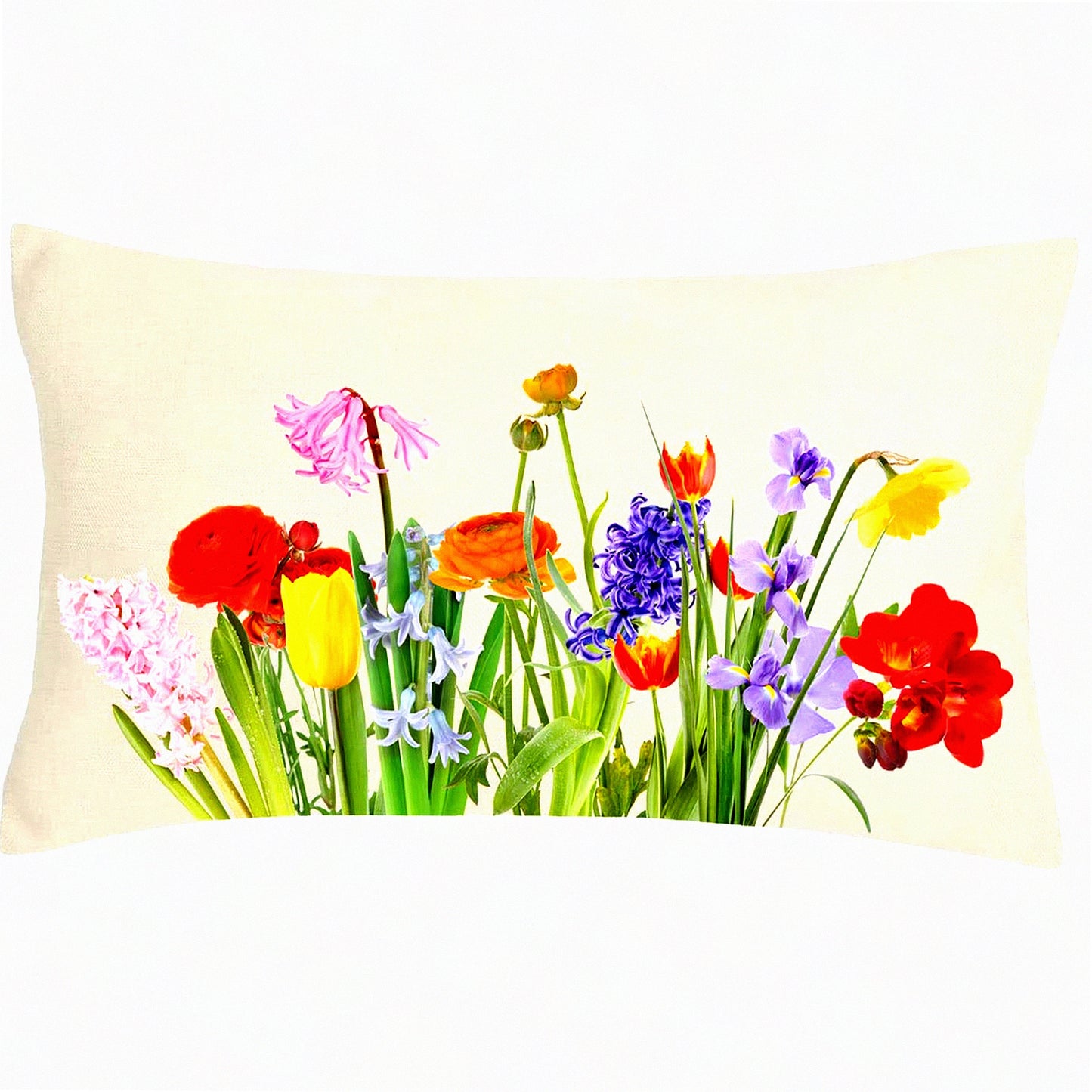 Wildflower Tulip Farmhouse Lumbar Pillow Covers - Set of 2 Decorative Cushion Cases for Couch Sofa, 12x20 Inch Spring Summer Home Decor A531