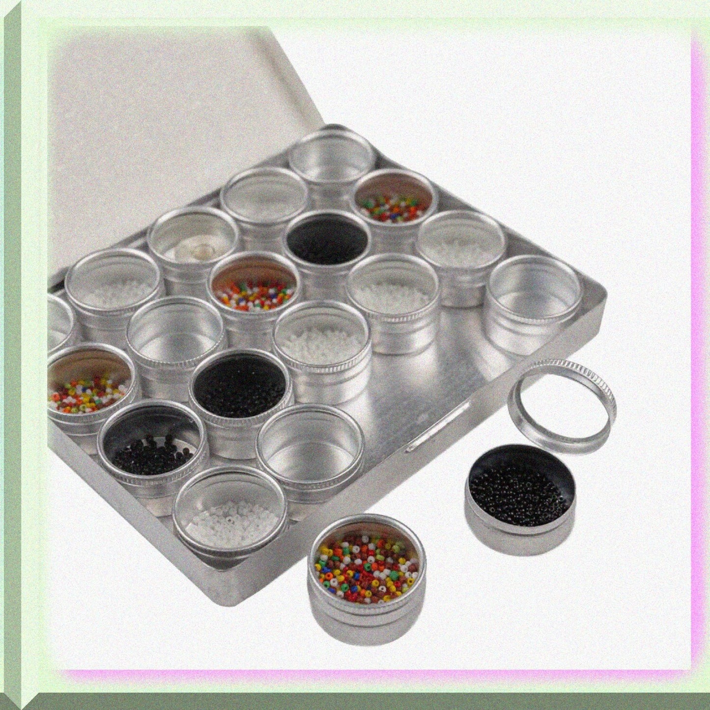 20 Aluminum Bead Storage Containers with Translucent Covers