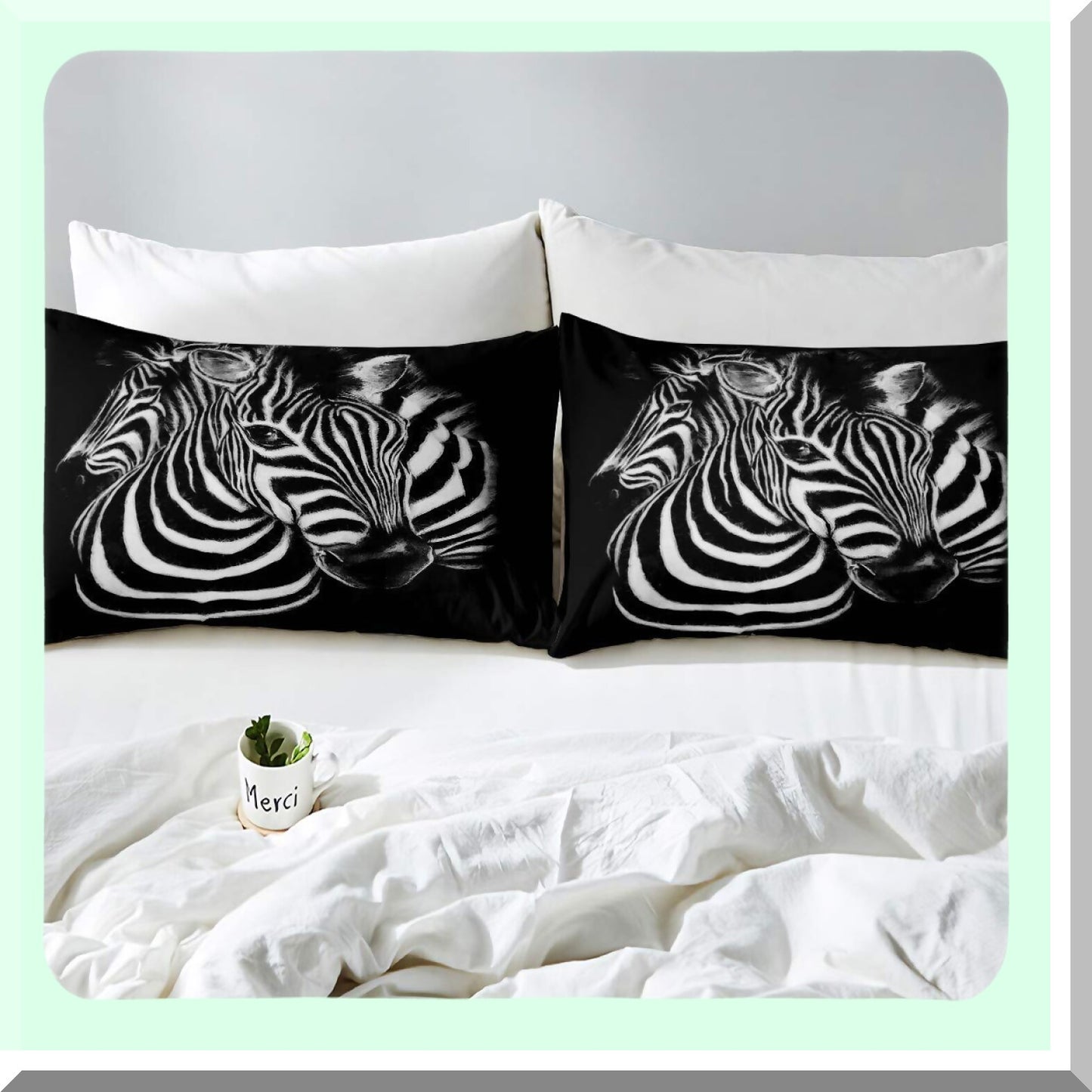 Wild Horse Gallop 3D Queen Size Duvet Set - Africa Animal Print Bedding - Personalized Microfiber Cover - Blue White Zipper - 3 Piece Comforter Set