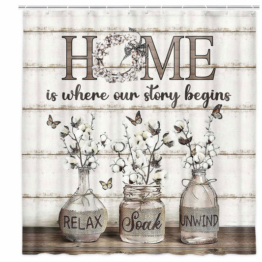 Farmhouse Floral Shower Curtain Waterproof Polyester