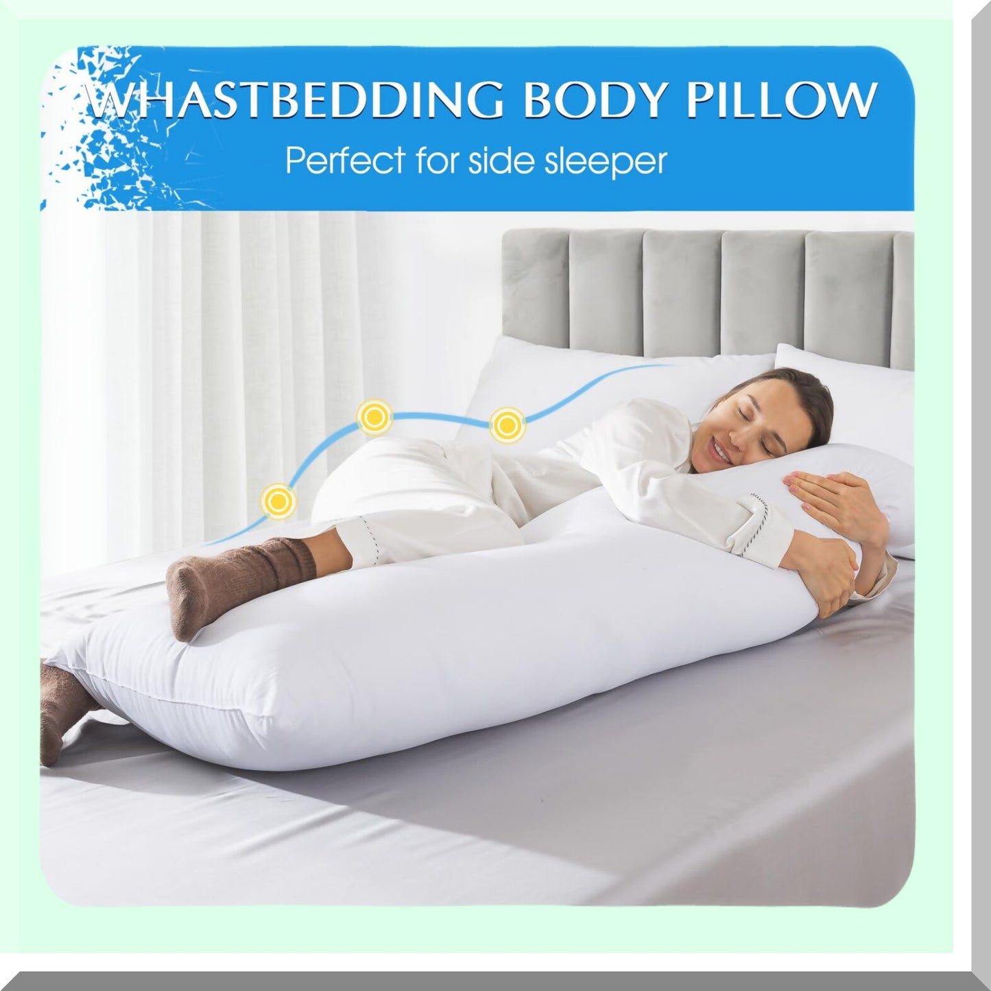 SleepMax Comfort Body Pillow - Extra Long Insert for Side Sleepers - Soft and Breathable Full Body Pillow for Adults - Machine Washable - 20x54 Inches, White